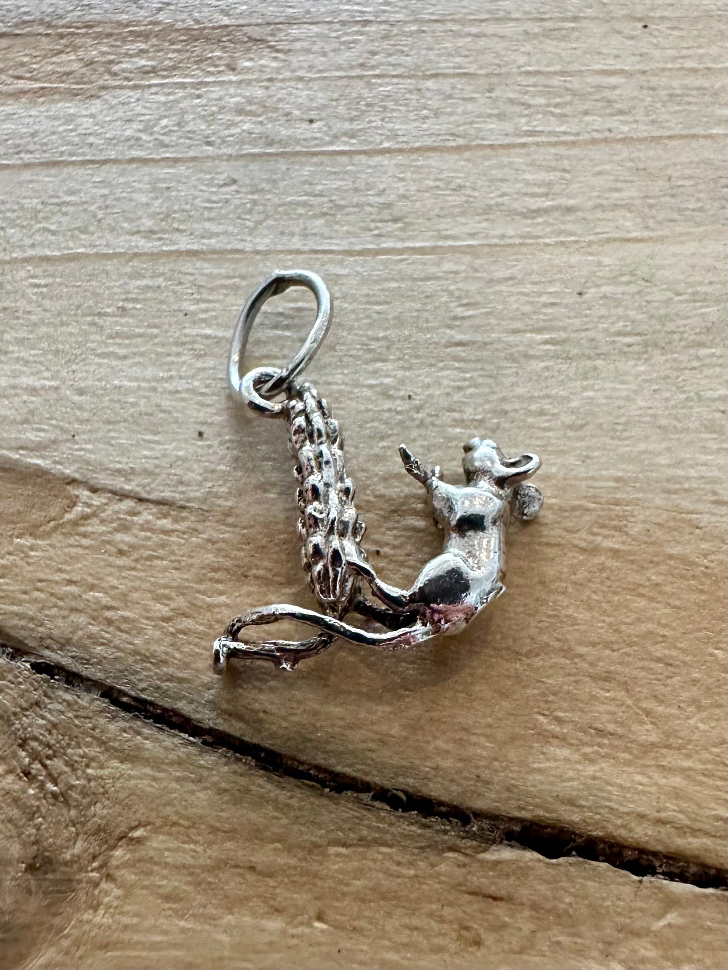 Vintage Mouse on Wheatheath 925 Silver Charm Pendant