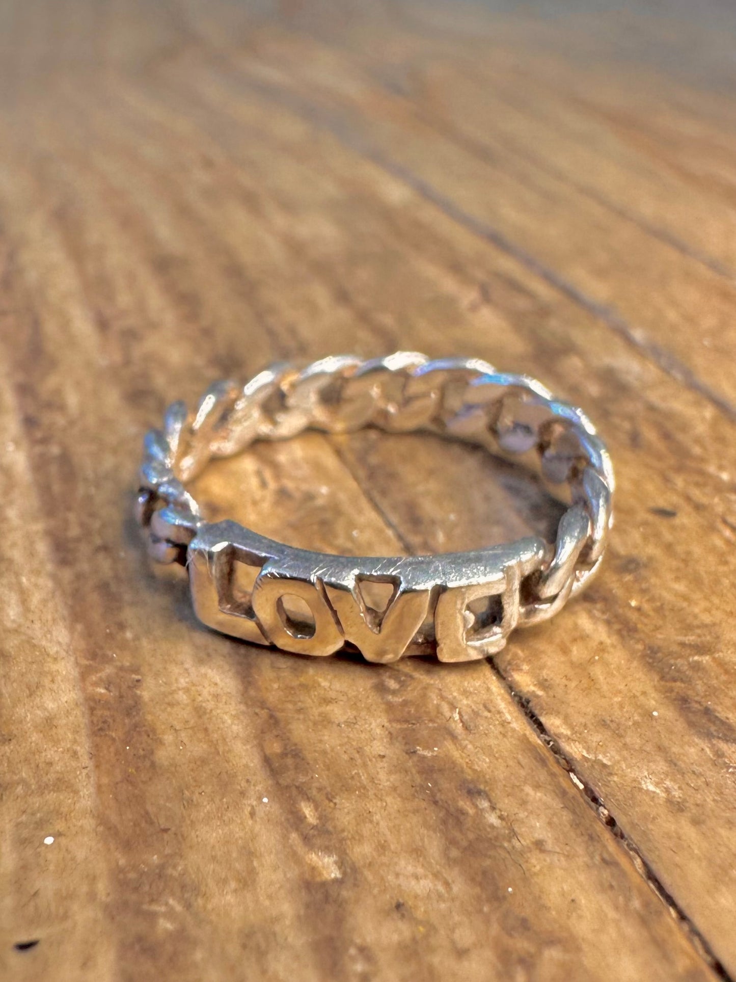 Love Chain Link Style 925 Sterling Silver Size L1/2 Ring