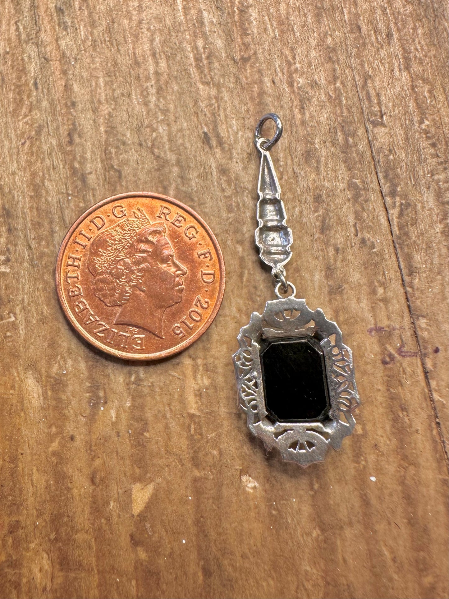 Black Cameo Dangle Ornate 925 Sterling Silver Pendant