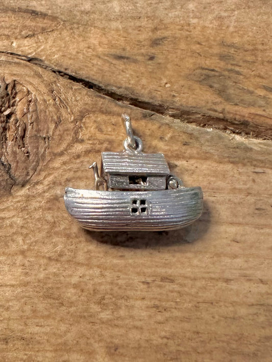 Vintage Noah Ark Articulated 925 Silver Charm Pendant