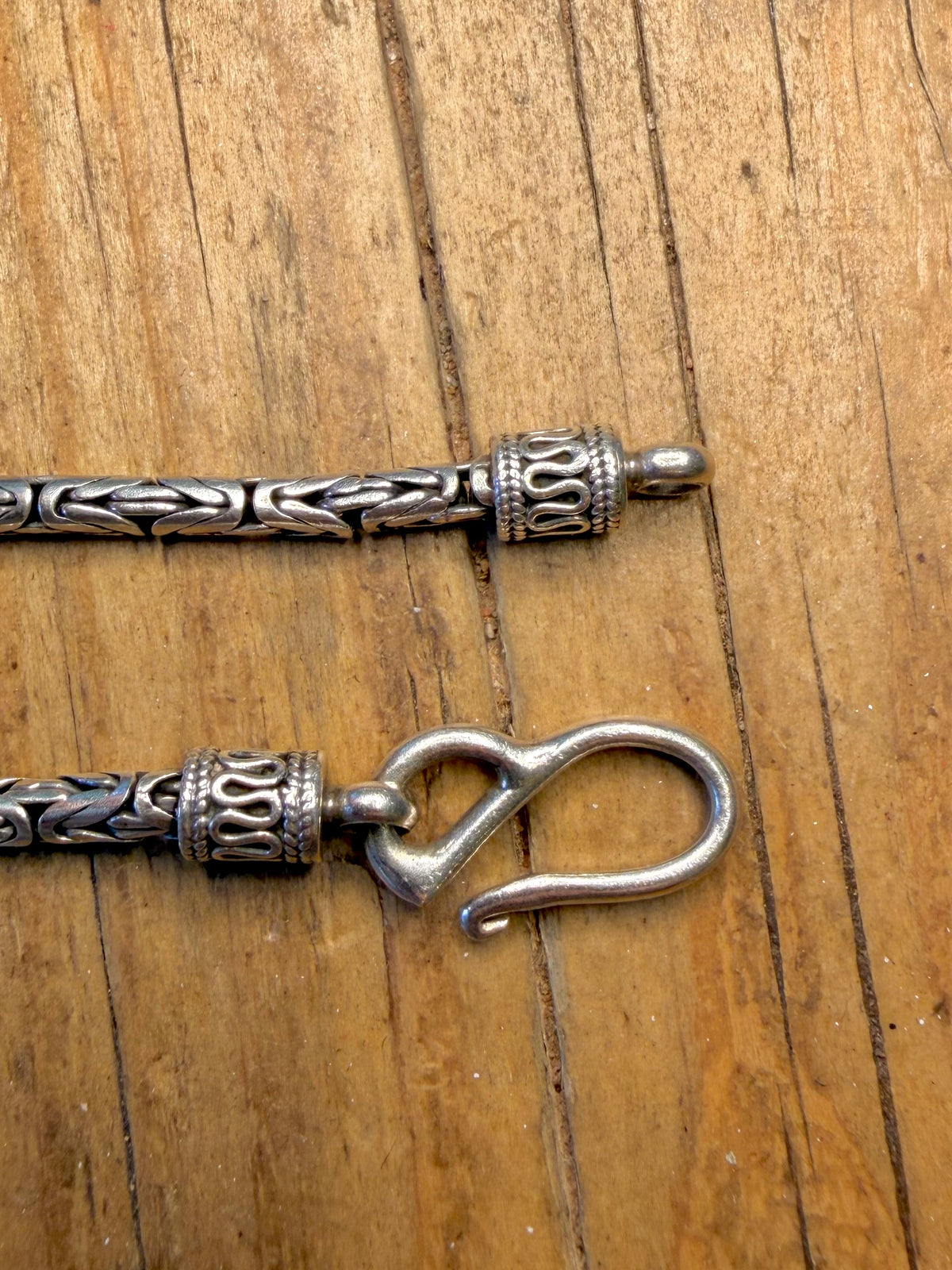 Byzantine Link Hook Clasp 925 Sterling 7.5 inch Bracelet