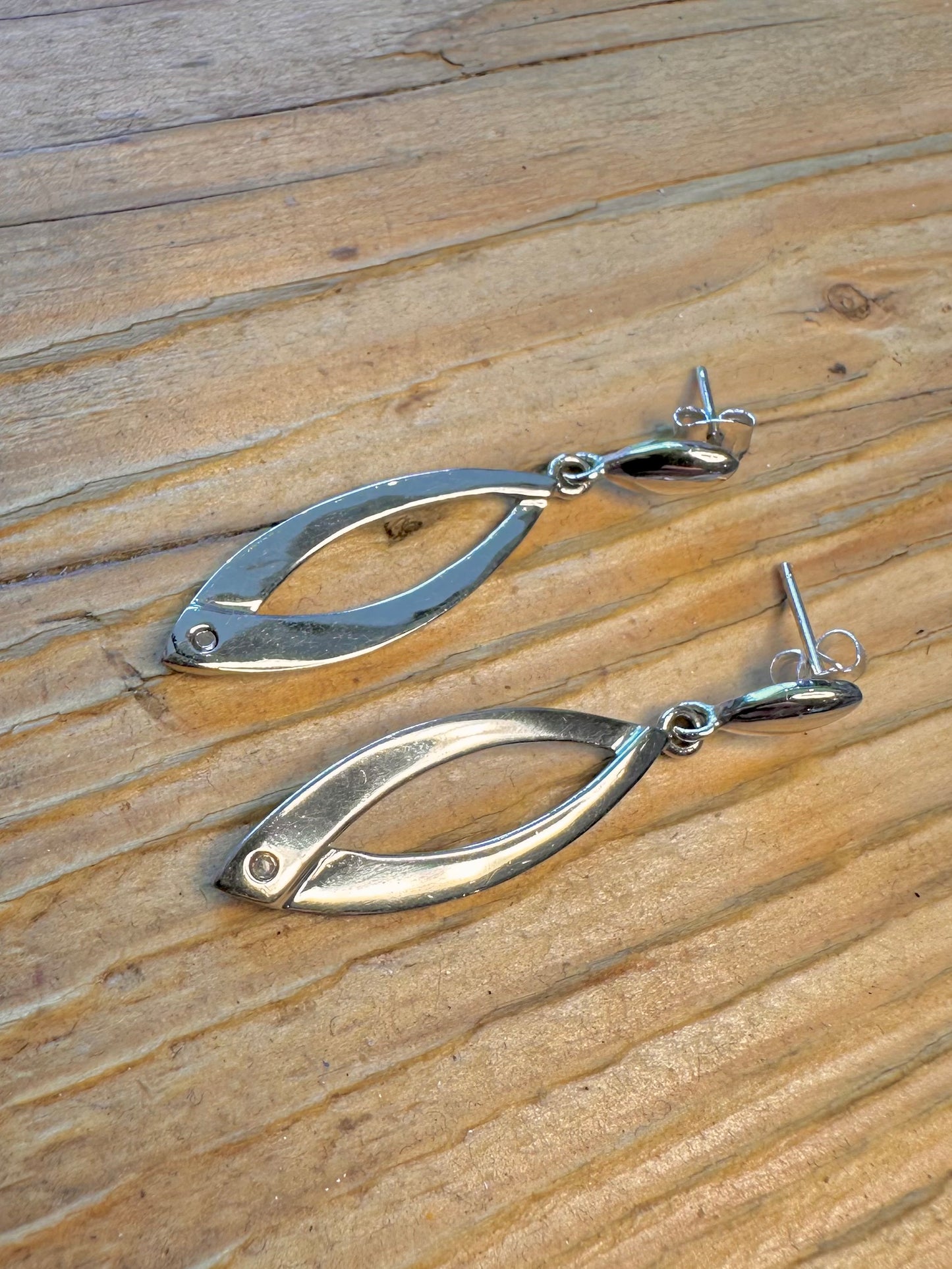 Modernist Dangle Diamond 925 Sterling Silver Earrings