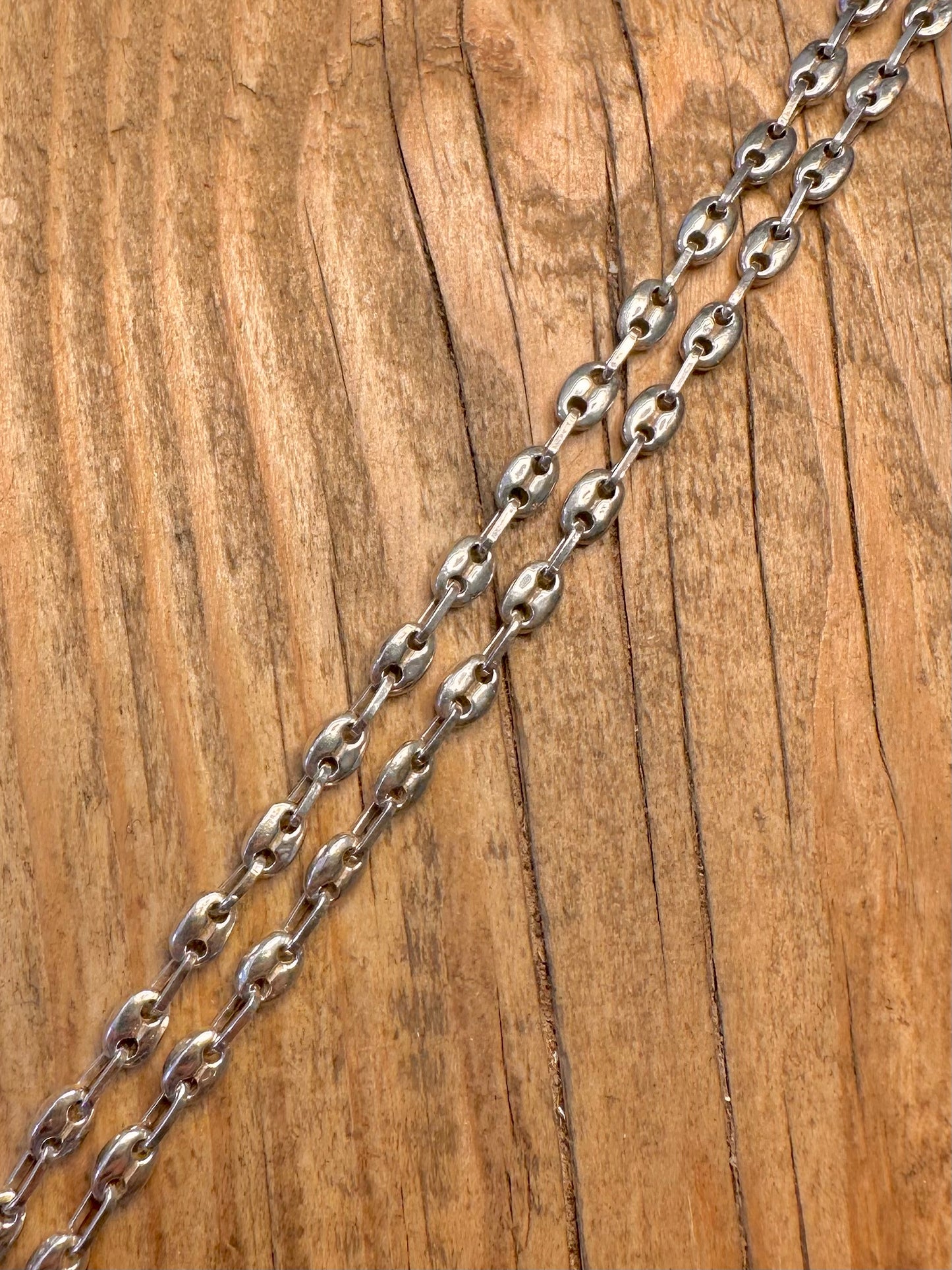 Kaffeebohne Mariner 1973 Gliederkette 925 Sterling Silber Hersteller PAL 50,8 cm Halskette