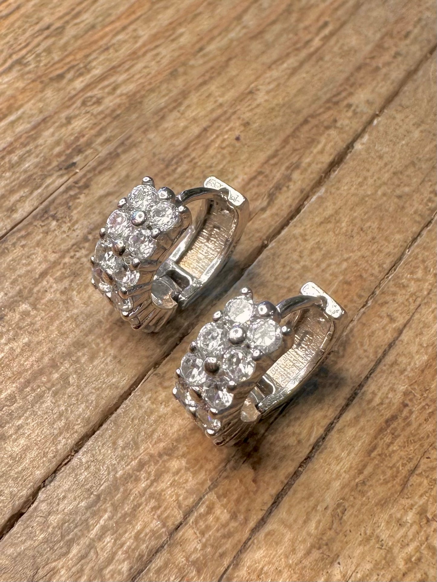 Moderne CZ Chunky Creolen 925 Sterling Silber Ohrringe