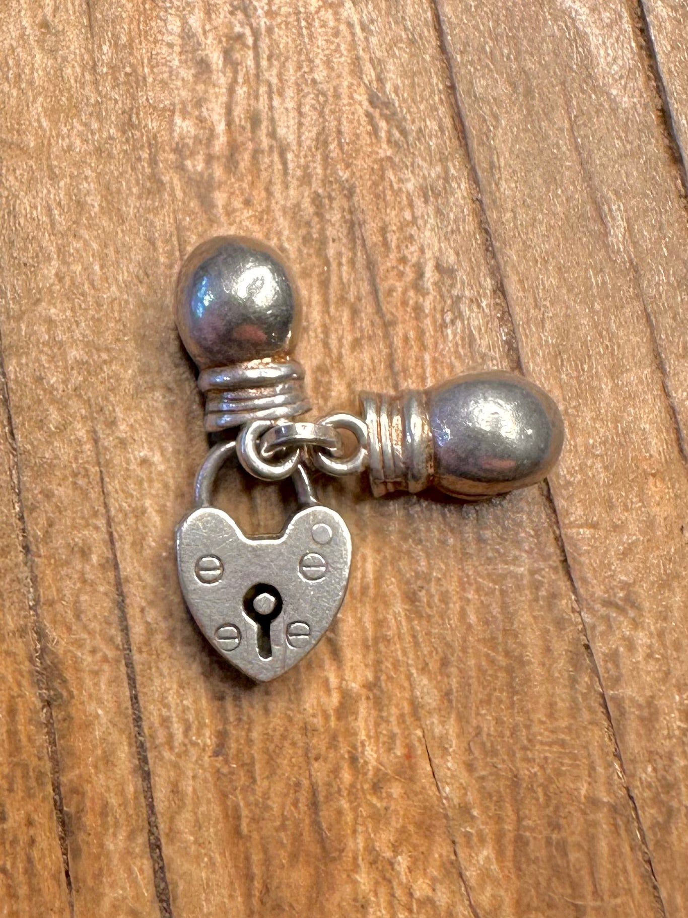 Vintage Heart and Boxing Gloves 925 Sterling Silver Charm Pendant