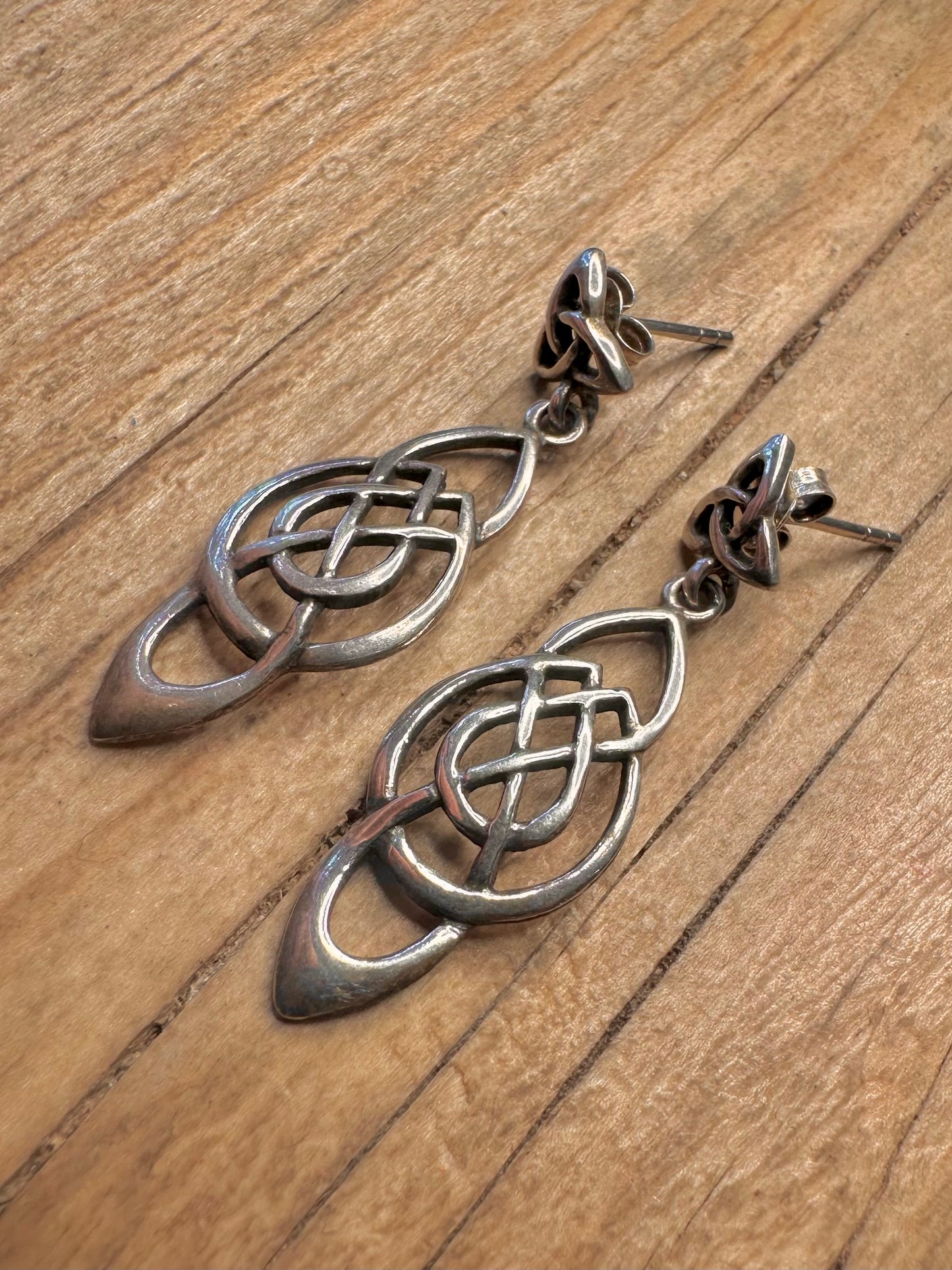 Vintage Celtic Dangle Maker PT 925 Sterling Silver Earrings