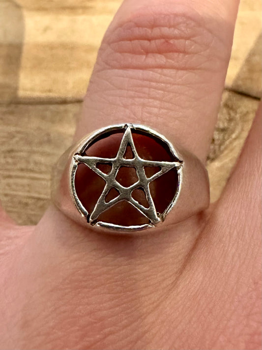 Vintage Pentagram 925 Silver Size V Ring