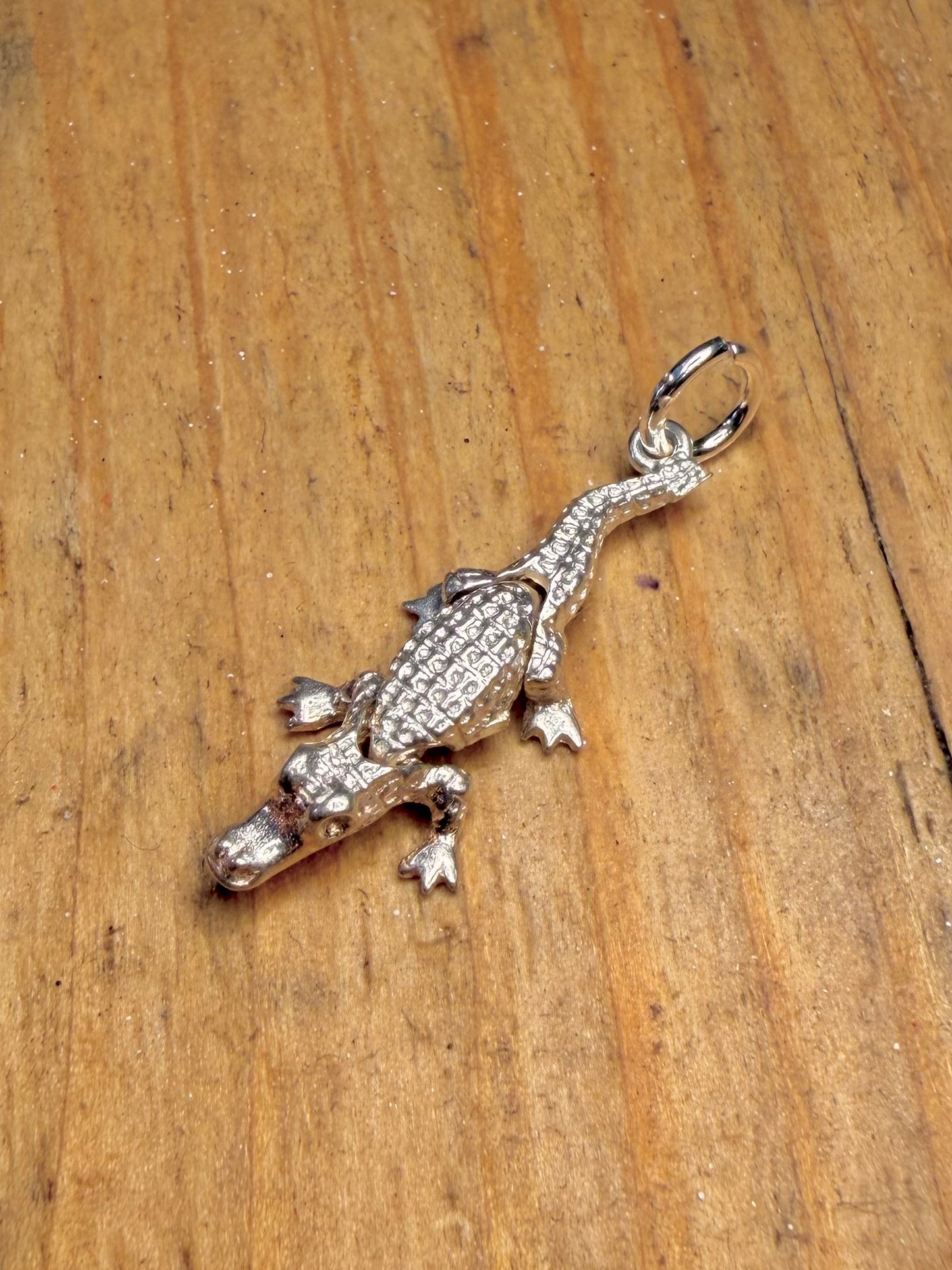 Articulated Alligator Charm 925 Sterling Silver Pendant