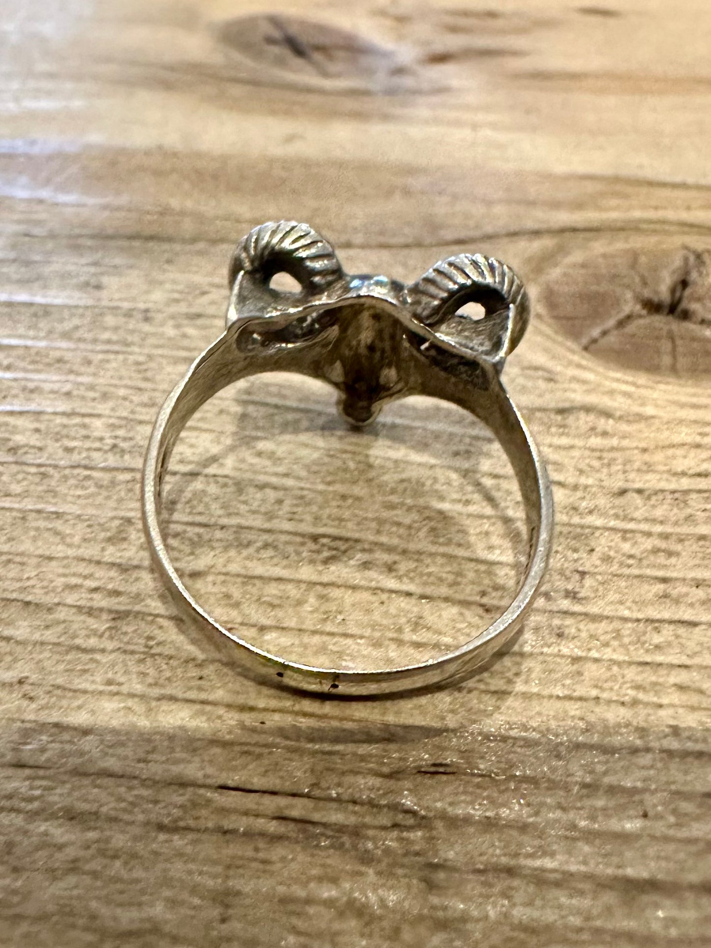 Vintage 1985 Rams Head 925 Silver Size U Ring