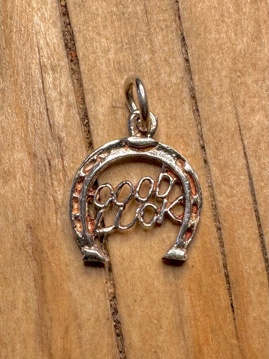 Vintage Good Luck Horse Shoe 925 Sterling Silver Pendant