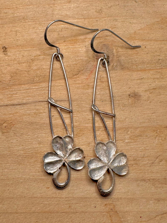 Abstract Handmade Clover 925 Silver Earrings