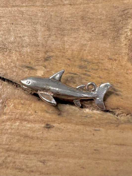 Vintage Shark 925 Silver Charm Pendant