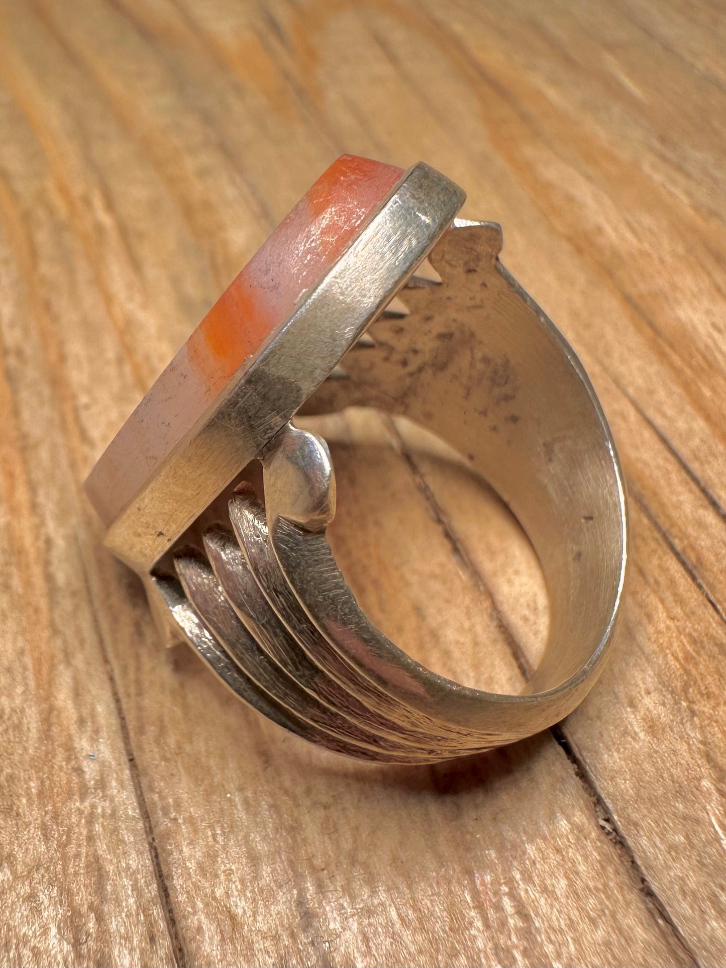 Vintage Carnelian Intaglio Head 925 Sterling Silver Size U Ring