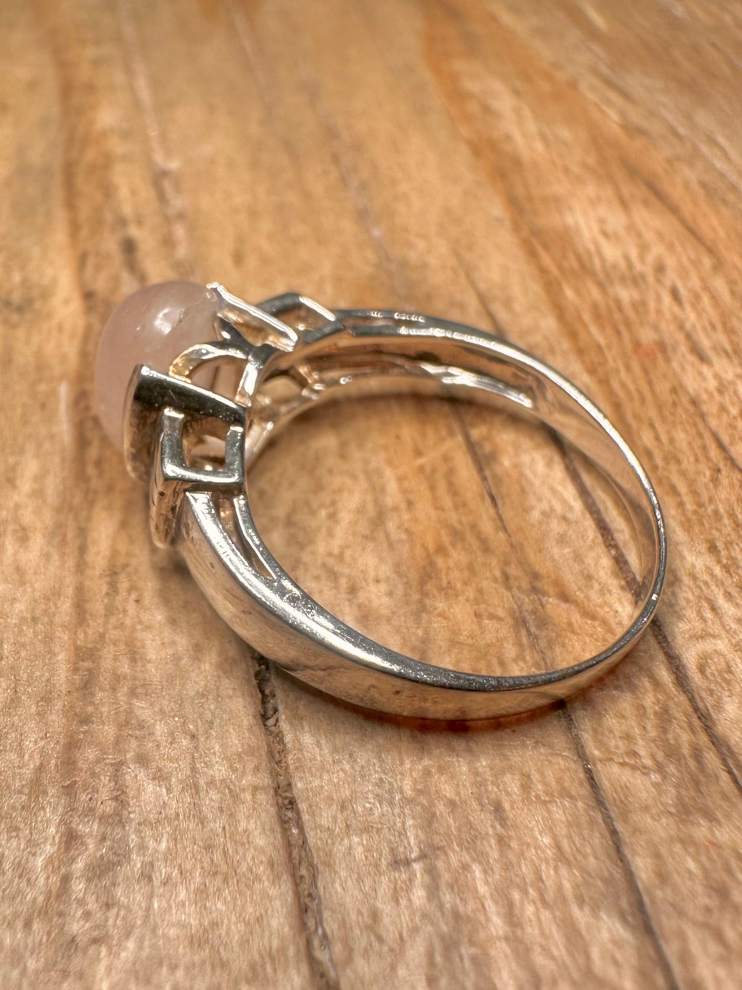 Modern 2005 Rose Quarts 925 Sterling Silver Size N1/2 Ring