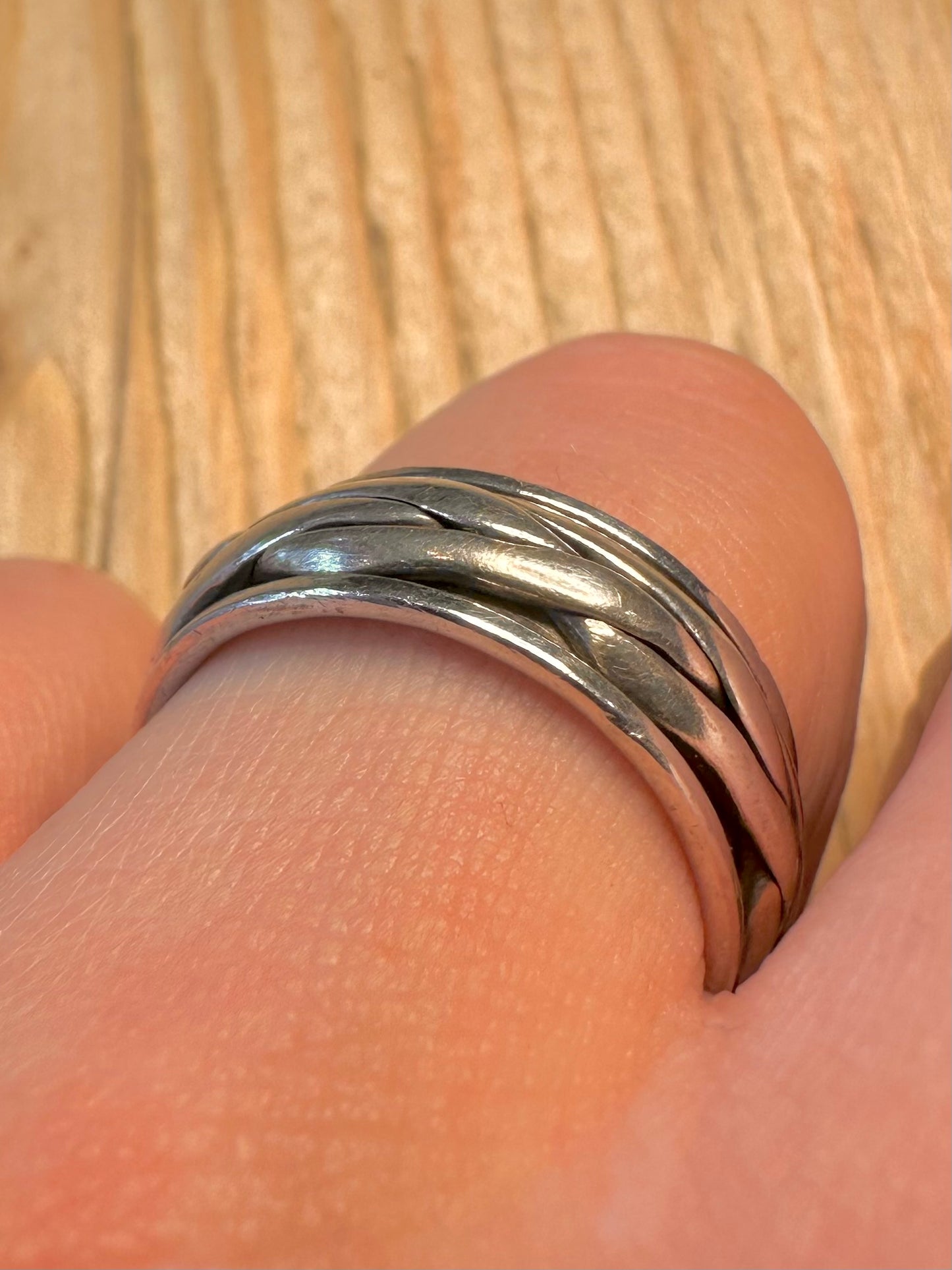 Vintage Twisted Spinner Band 925 Sterling Silver Size S1/2 Ring