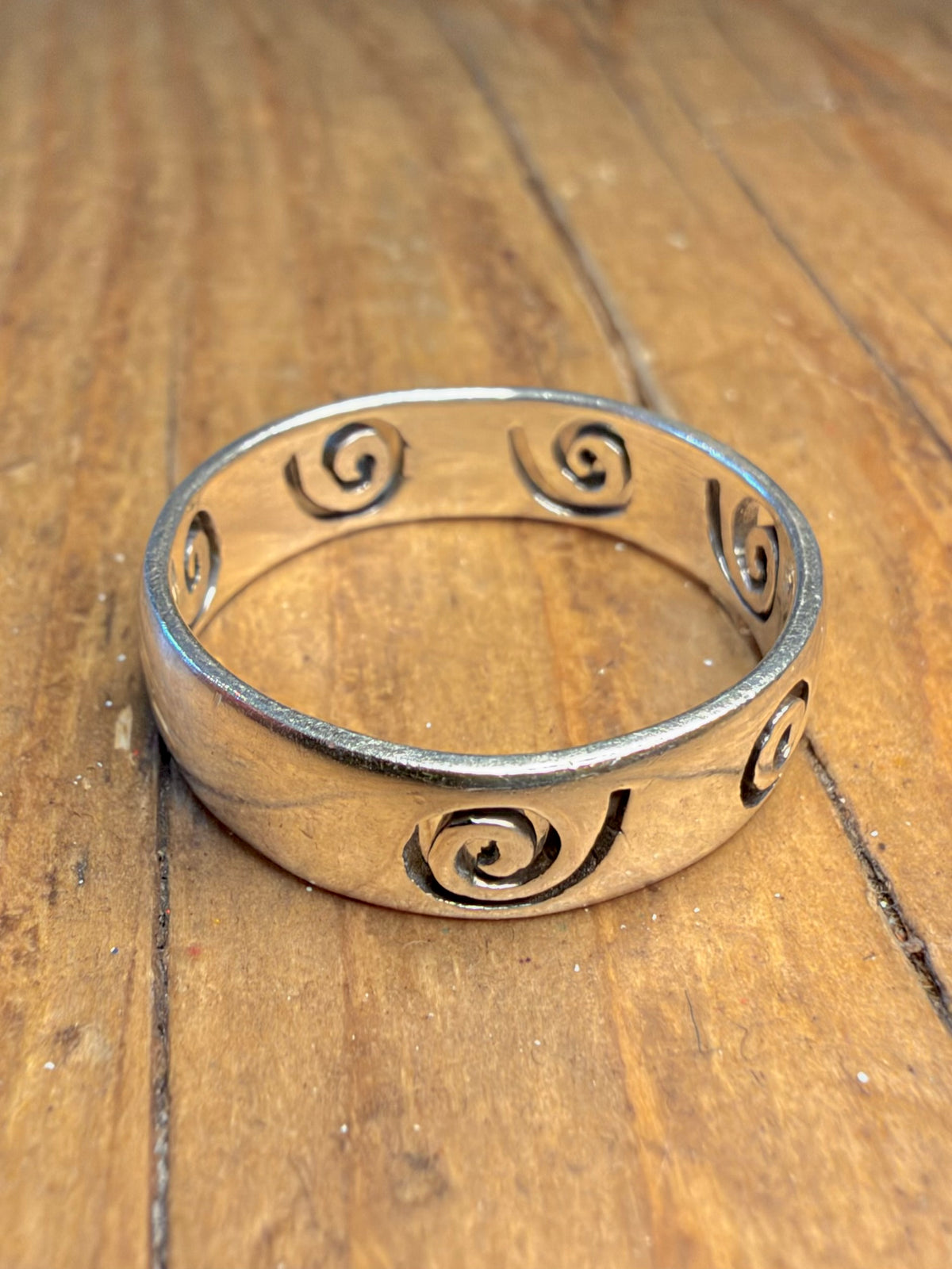 Swirl Band 925 Sterling Silver Size T1/2 Ring