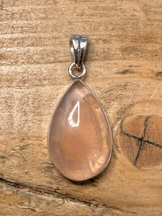 Vintage Rose Quarts 925 Silver Pendant