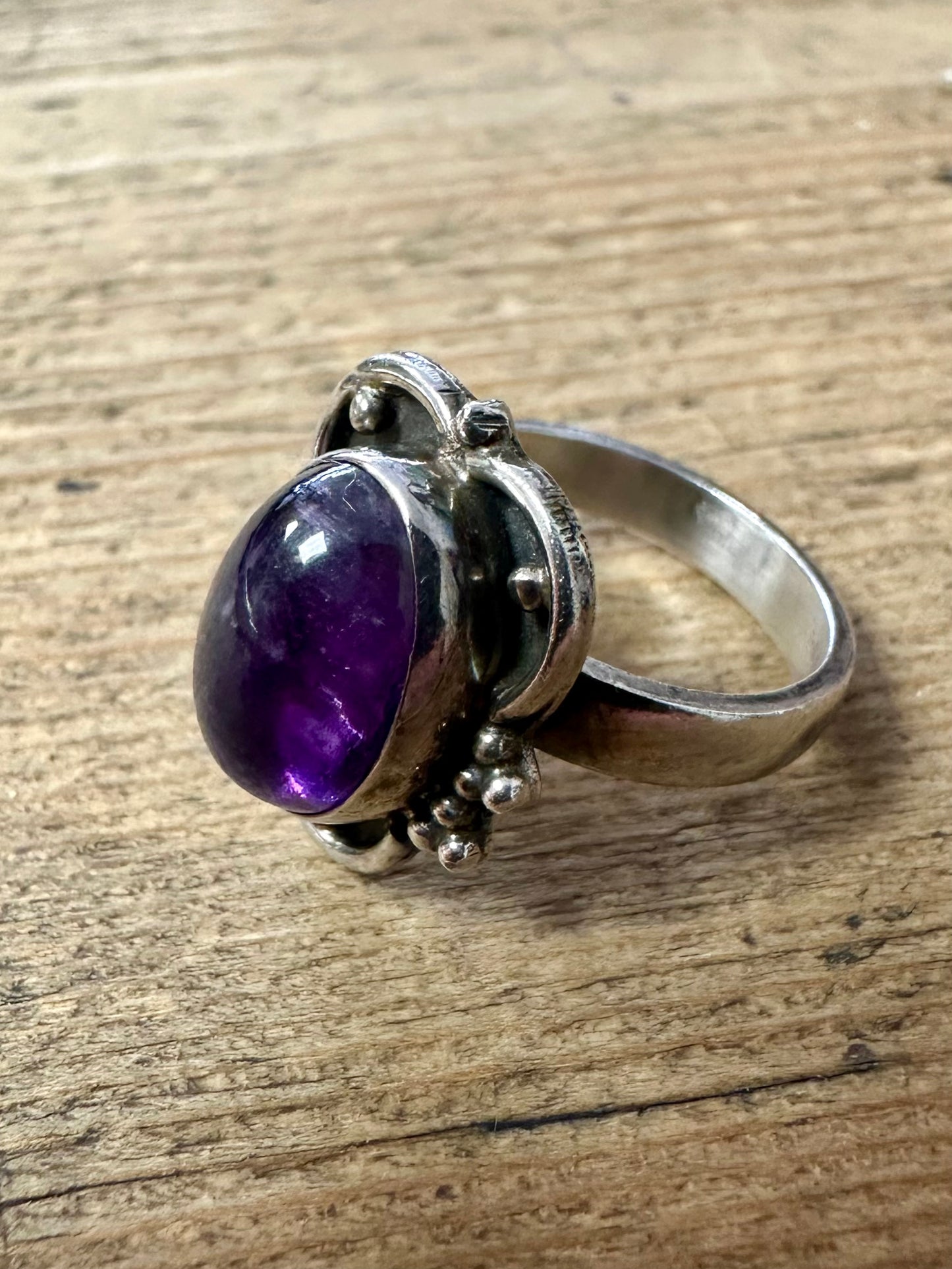 Vintage Amethyst 925 Silver Size L Ring