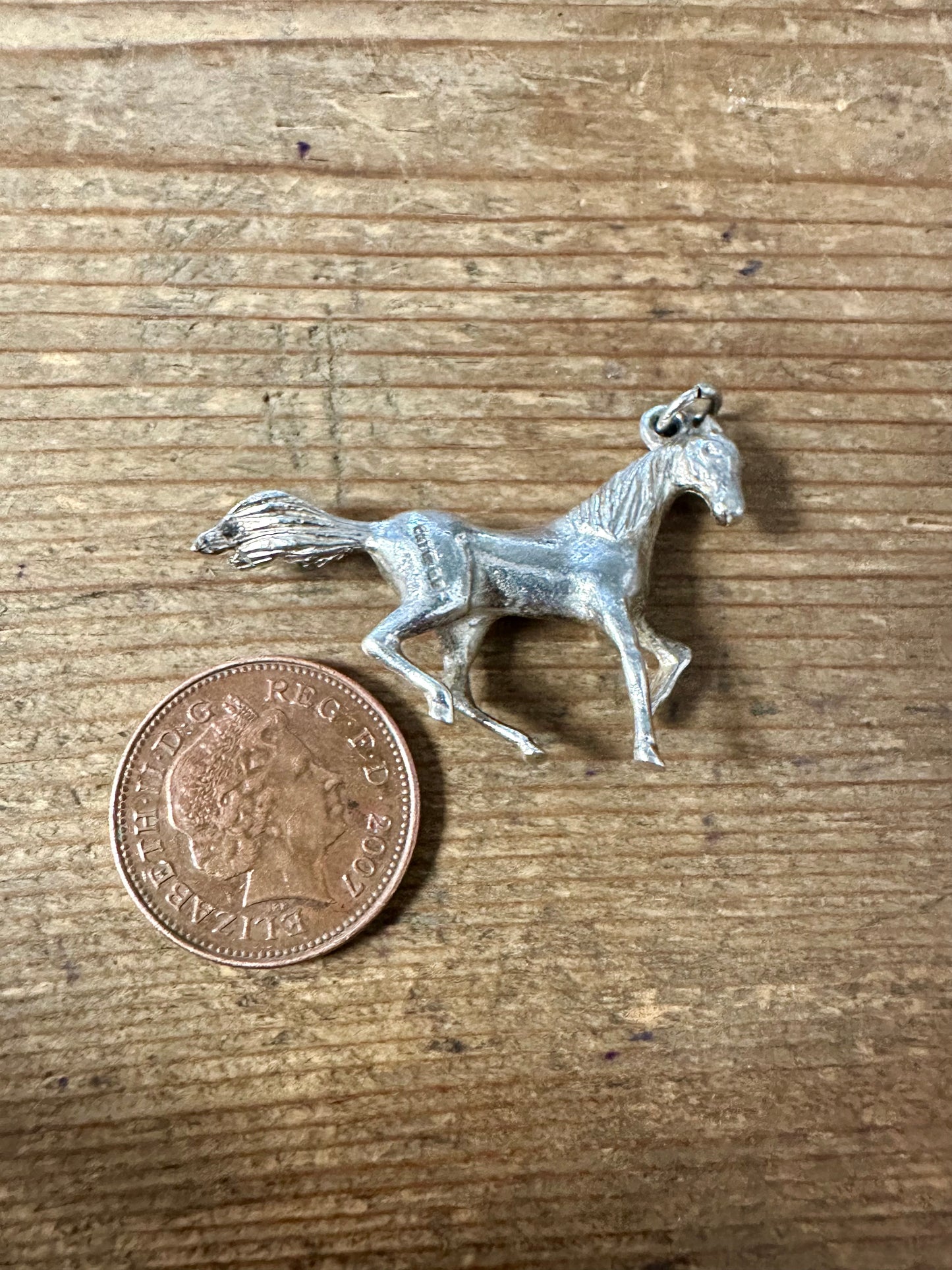 Vintage 1973 Large Horse Solid 925 Silver Pendant