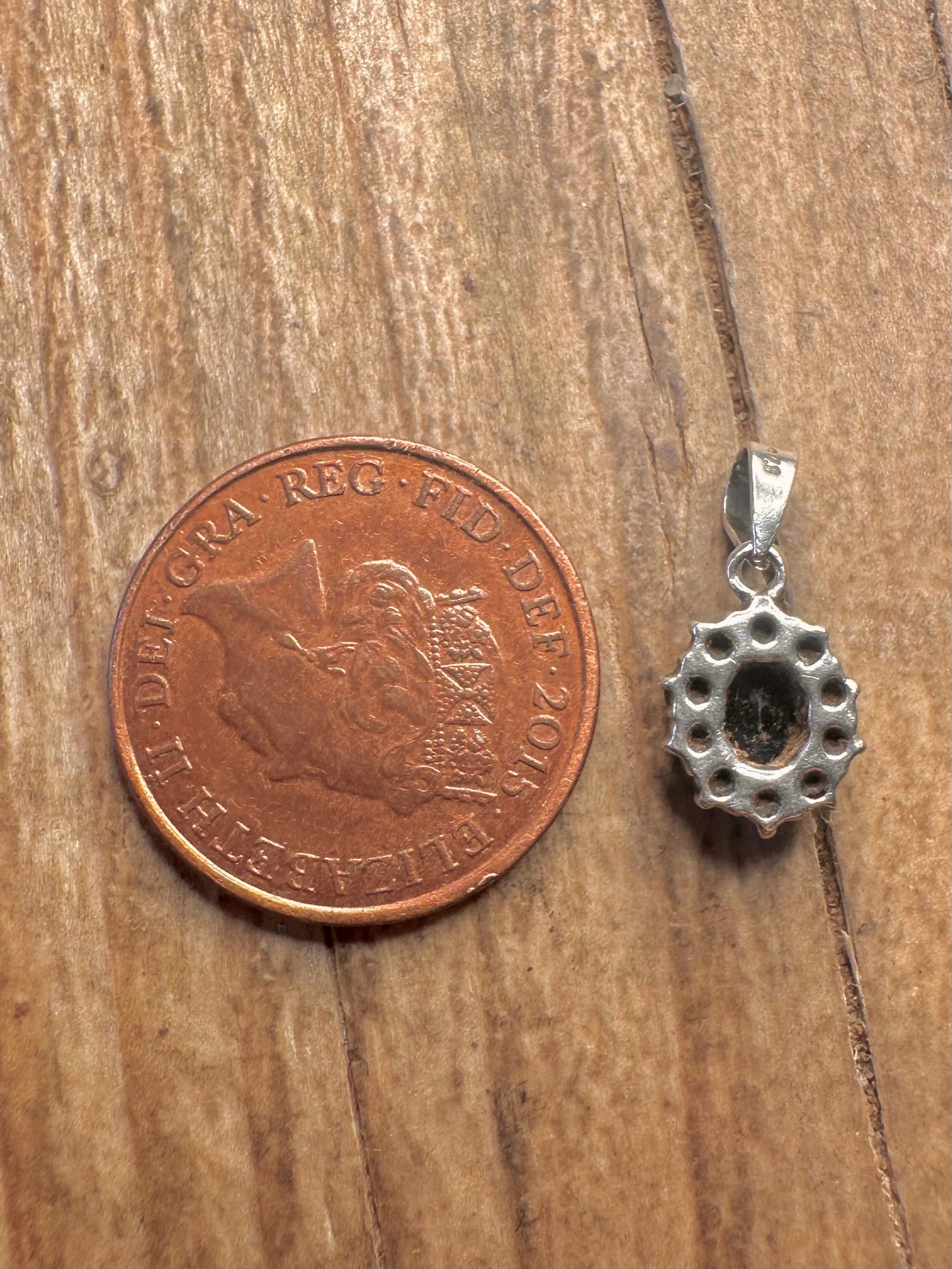 Vintage Dark Blue and White Stones 925 Sterling Silver Pendant