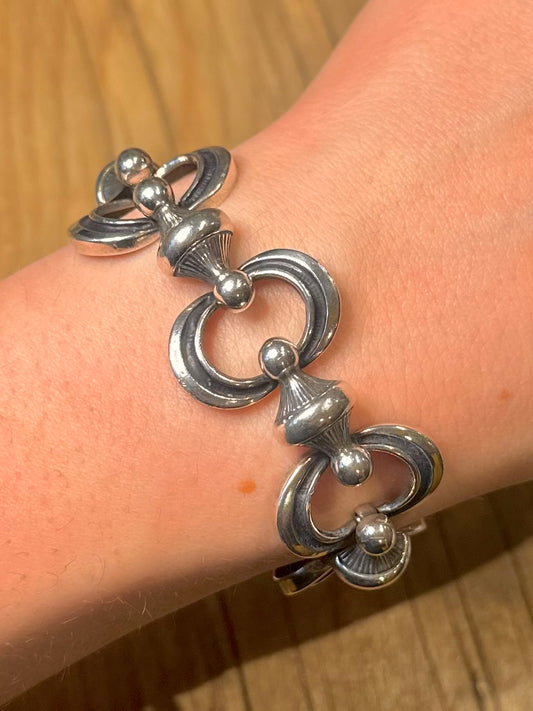 Vintage UNOAERRE Unique Chain Hook Clasp 925 Sterling Silver 7.5 inch Bracelet