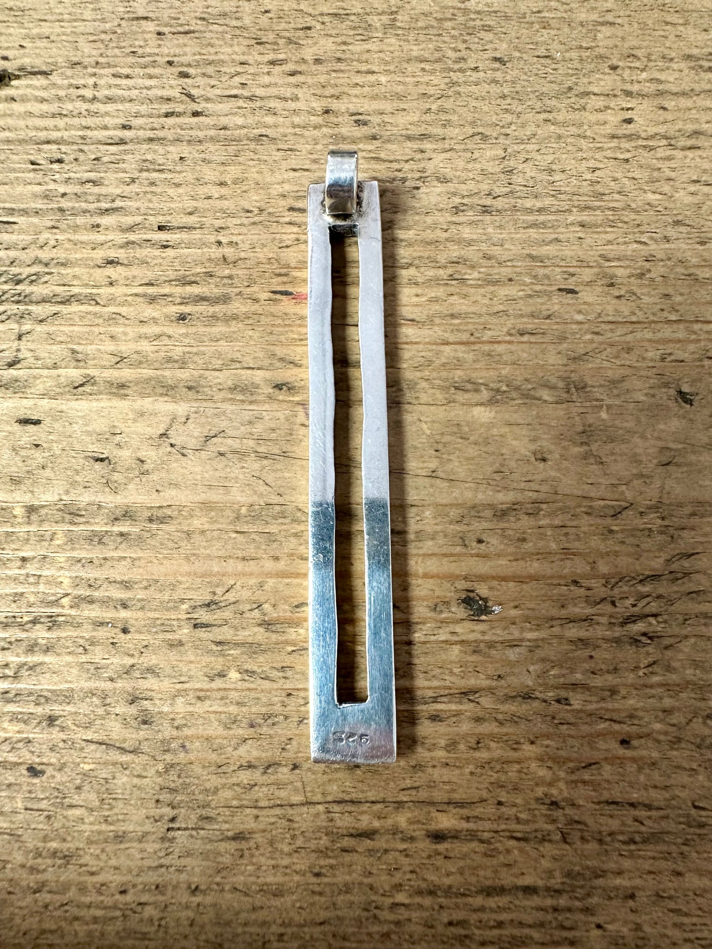 Modernist Rectangle Bar 925 Silver Pendant