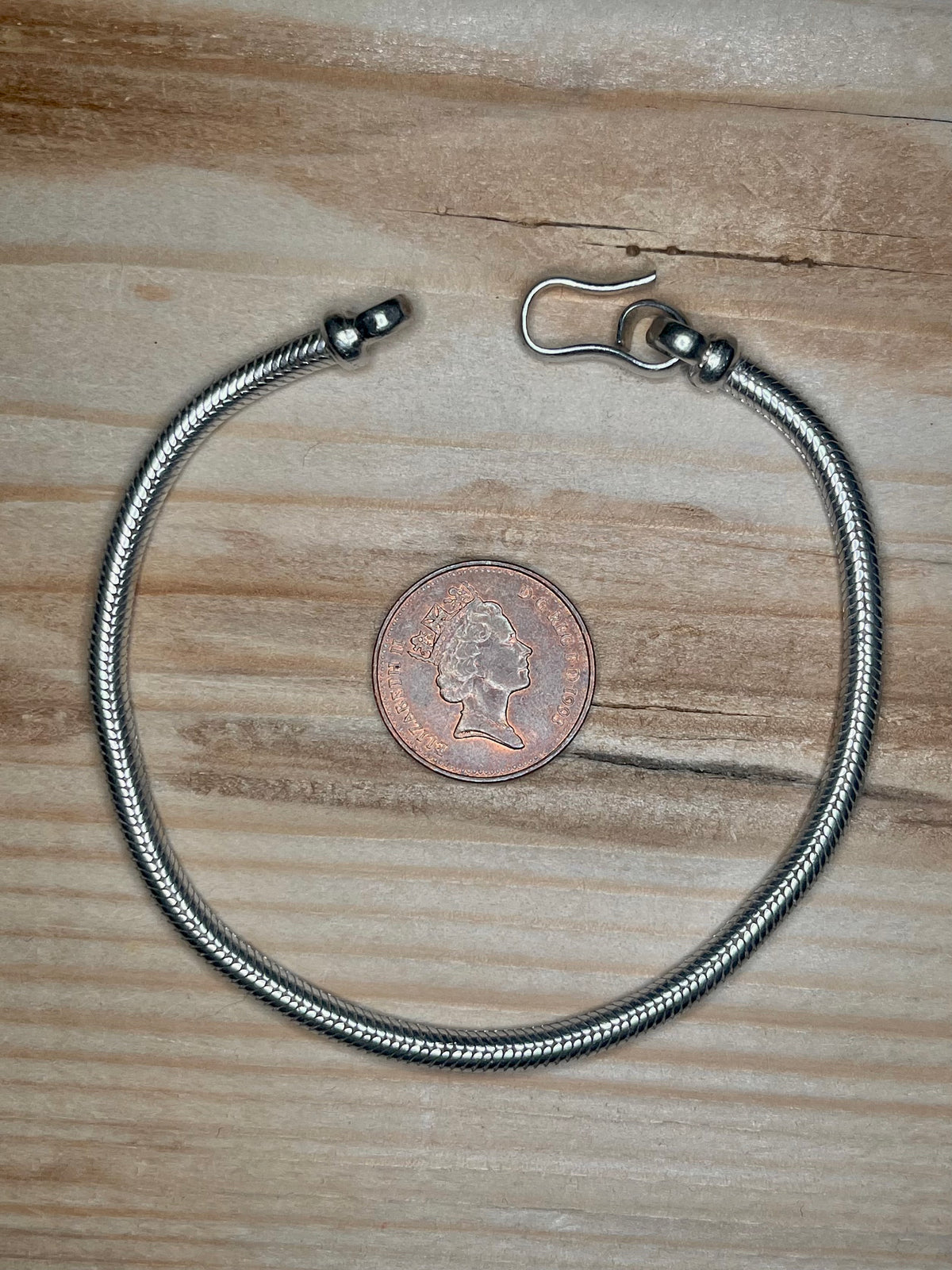 Snake Chain Hook Clasp 925 Sterling Silver 8 Inch Bracelet