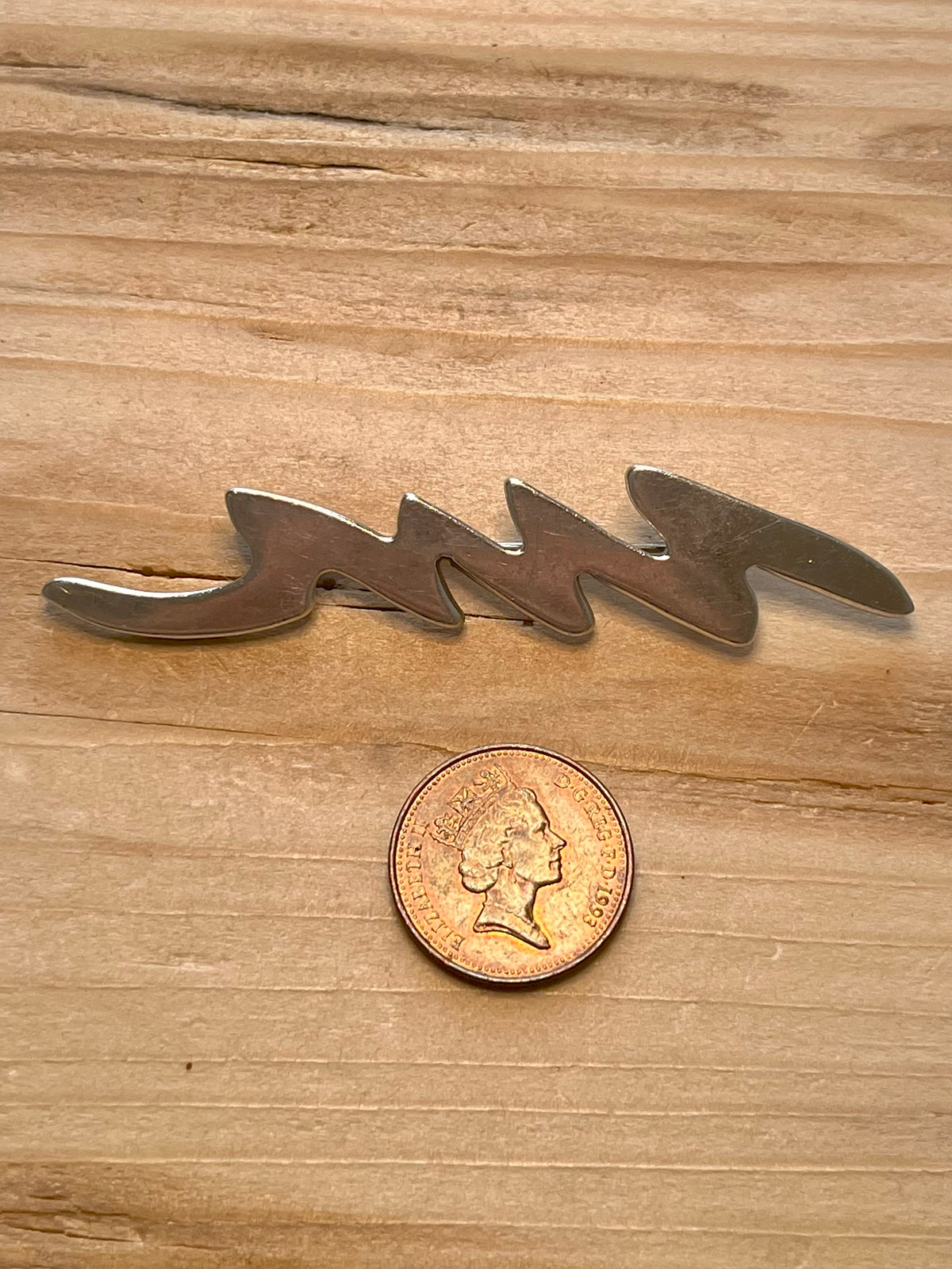 Abstract 1991 Zig Zag 925 Marked Aa Sterling Silver Brooch