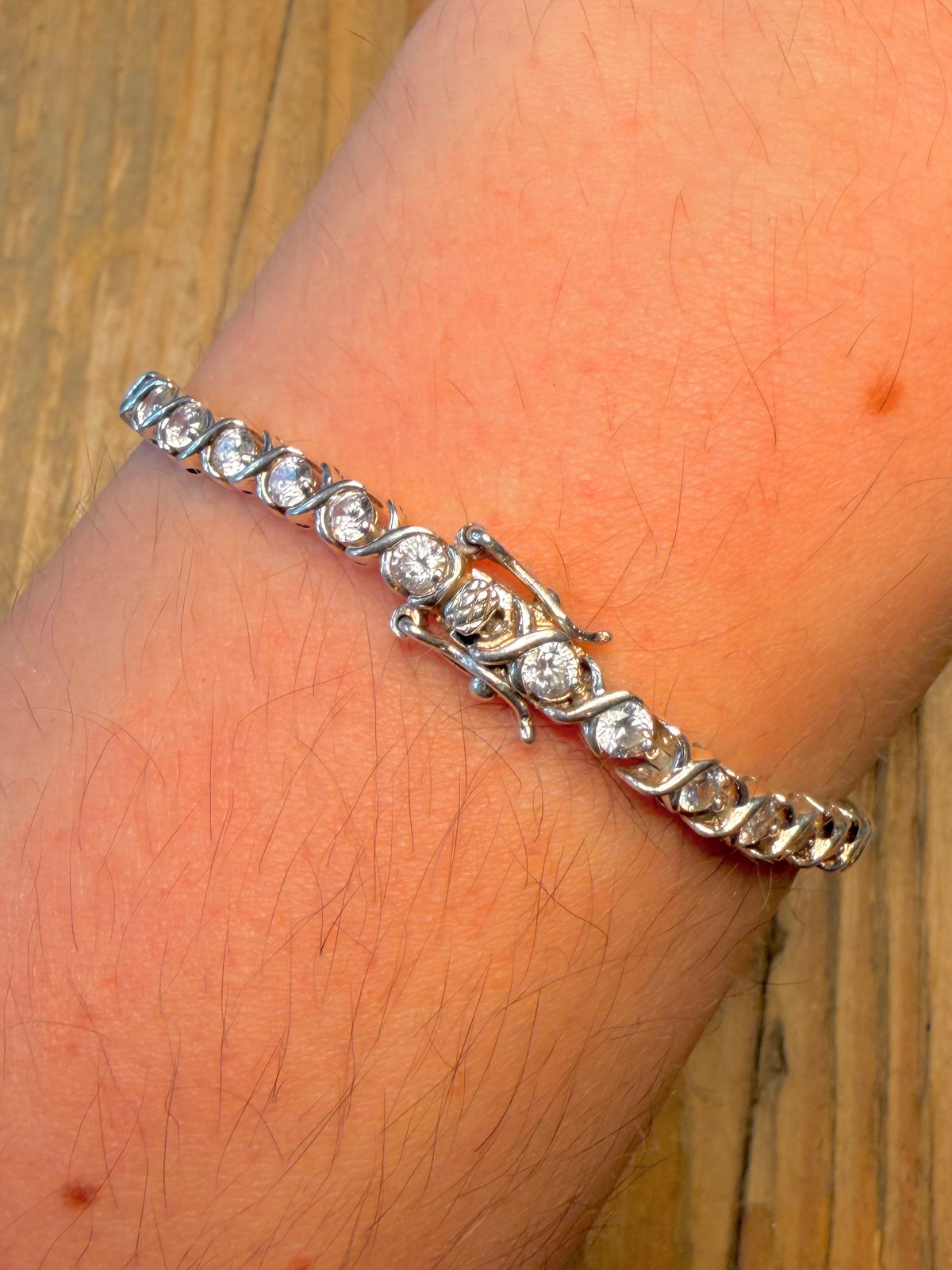 Tennis White Cubic Zirconia 925 Sterling Silver 7.25 inch Bracelet