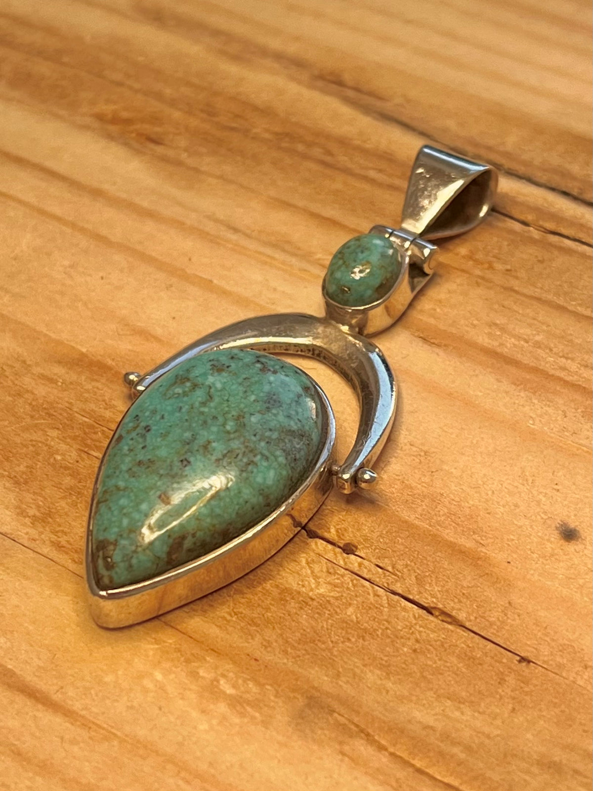 Large Tear Drop Turquoise 925 Sterling Silver Pendant