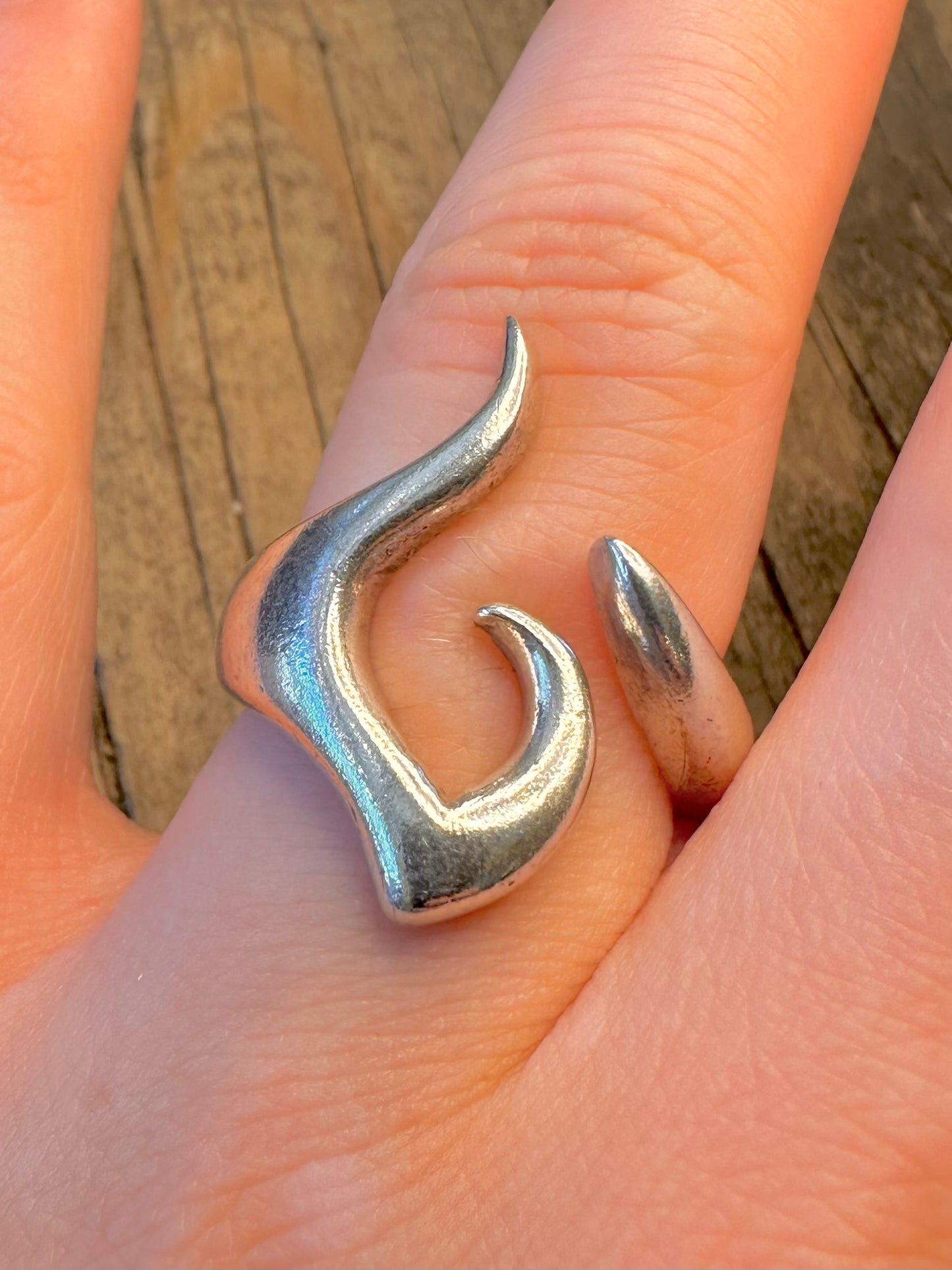 Abstract Swirl 925 Sterling Silver Size P1/2 Ring