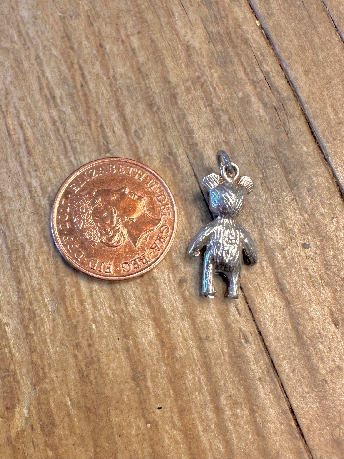Teddy Bear Textured 925 Sterling Silver Charm Pendant