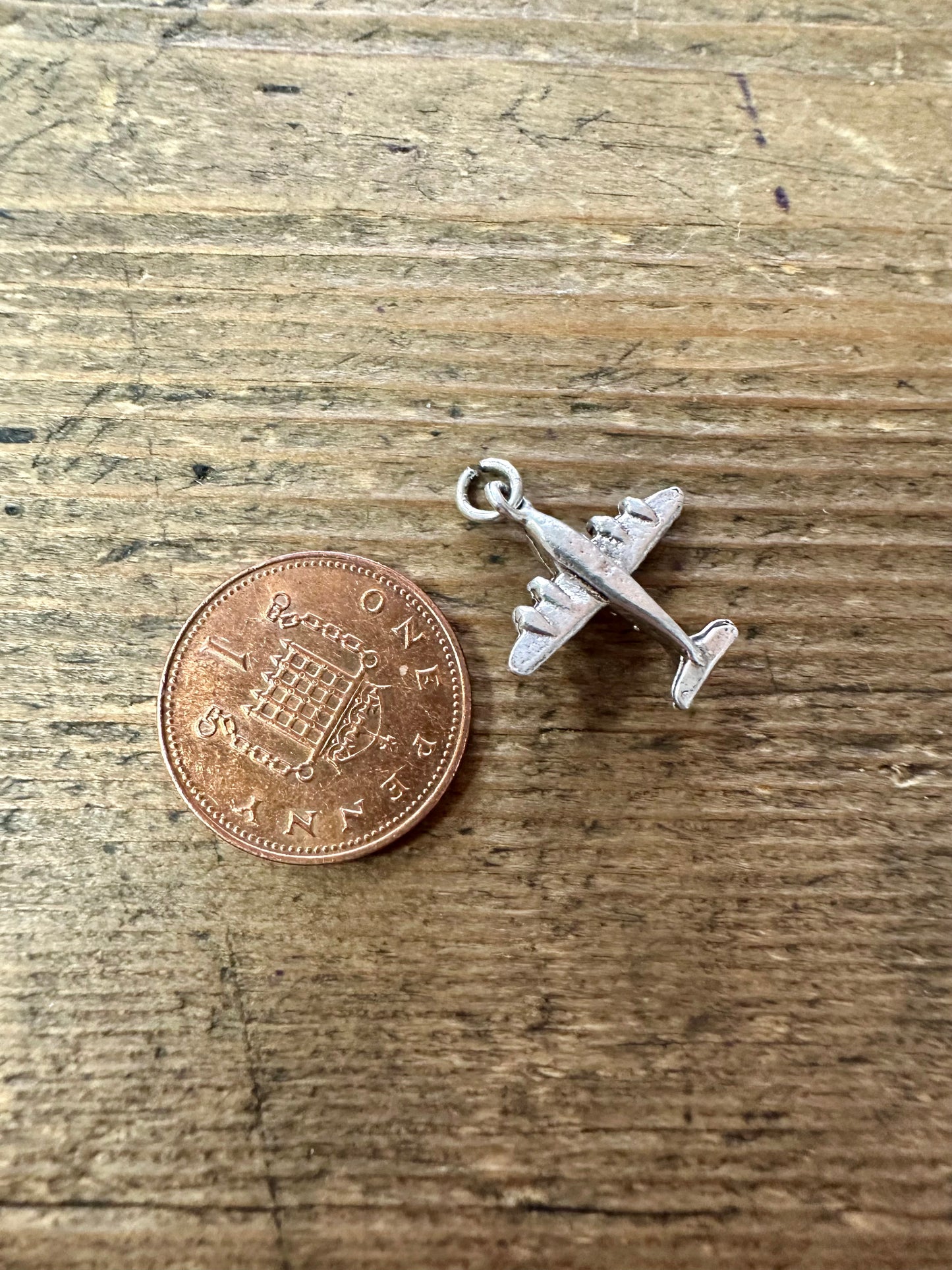 Vintage Plane 925 Silver Charm Pendant