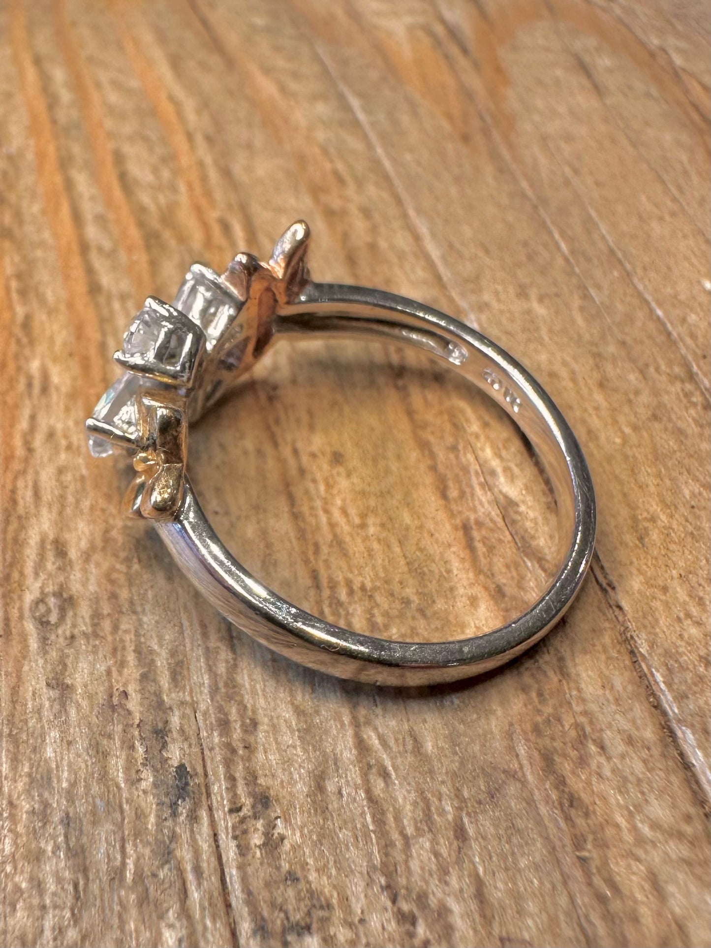 Modern DQCZ Butterflies Gold Plate and 925 Sterling Silver Size U Ring