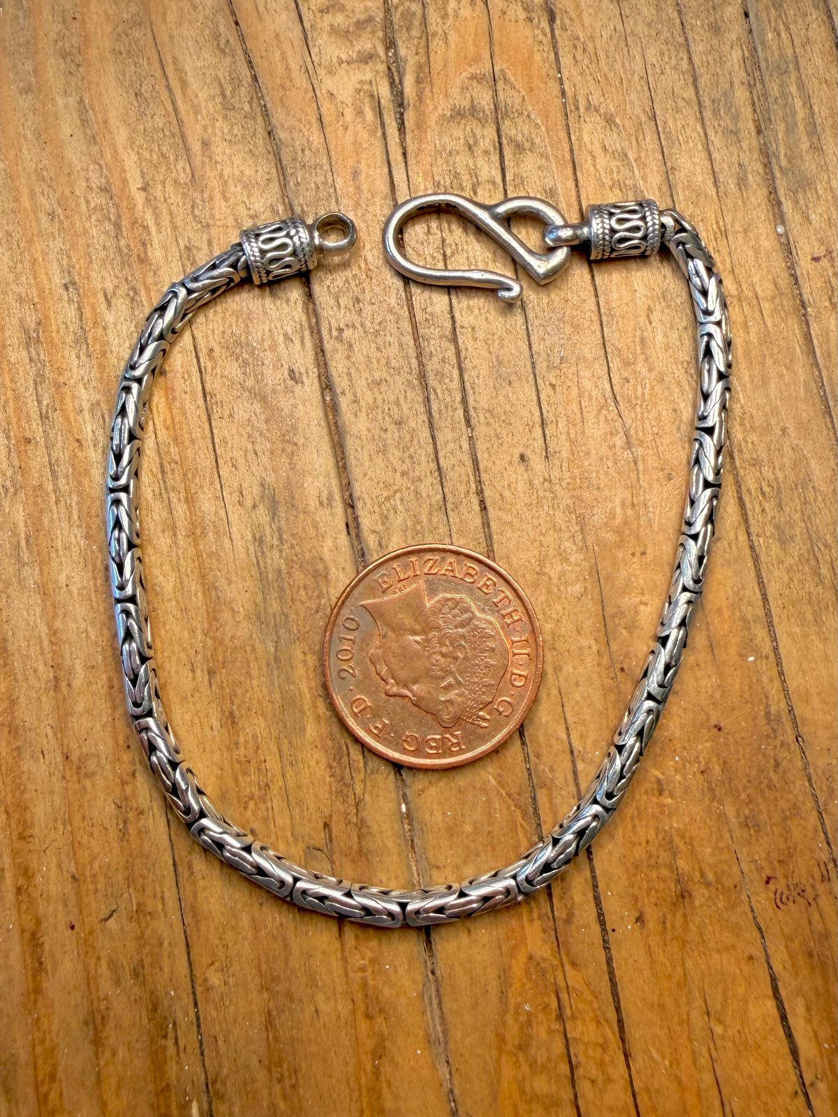Byzantine Link Hook Clasp 925 Sterling 7.5 inch Bracelet