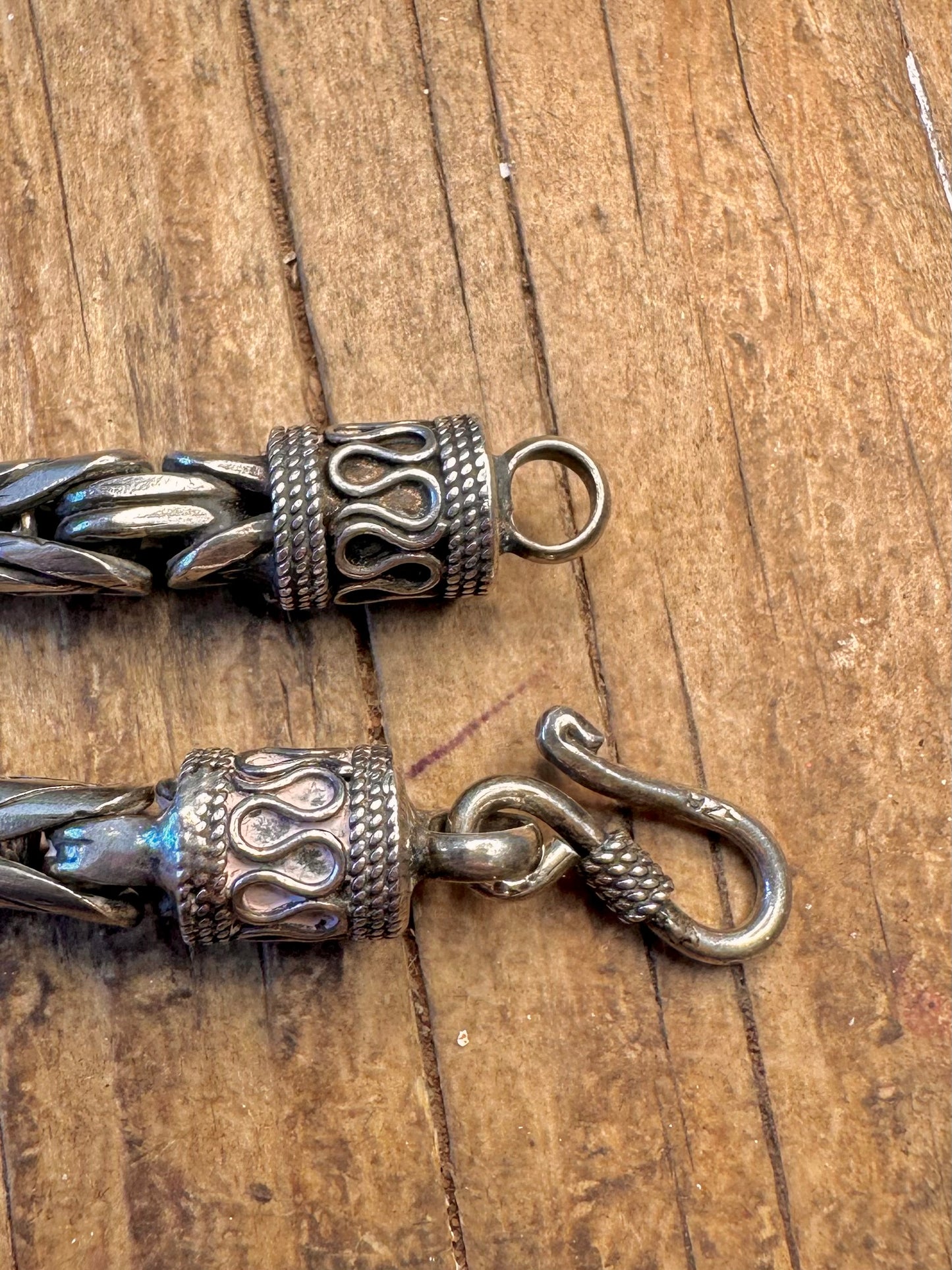 Chunky Byzantine Hook Clasps 925 Sterling Silver 18 inch Necklace