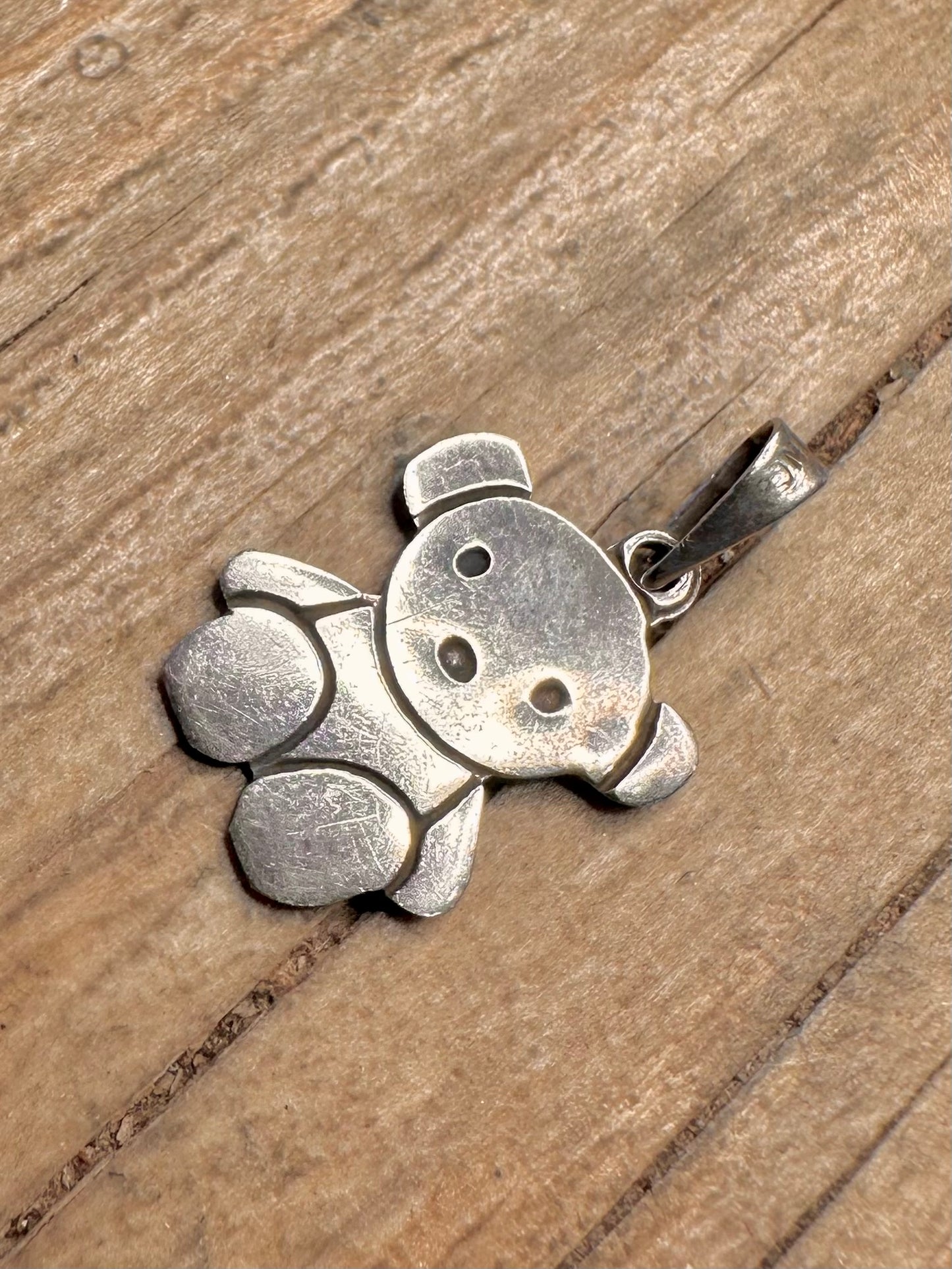 Vintage 1967 Teddy Bear 925 Sterling Silver Pendant