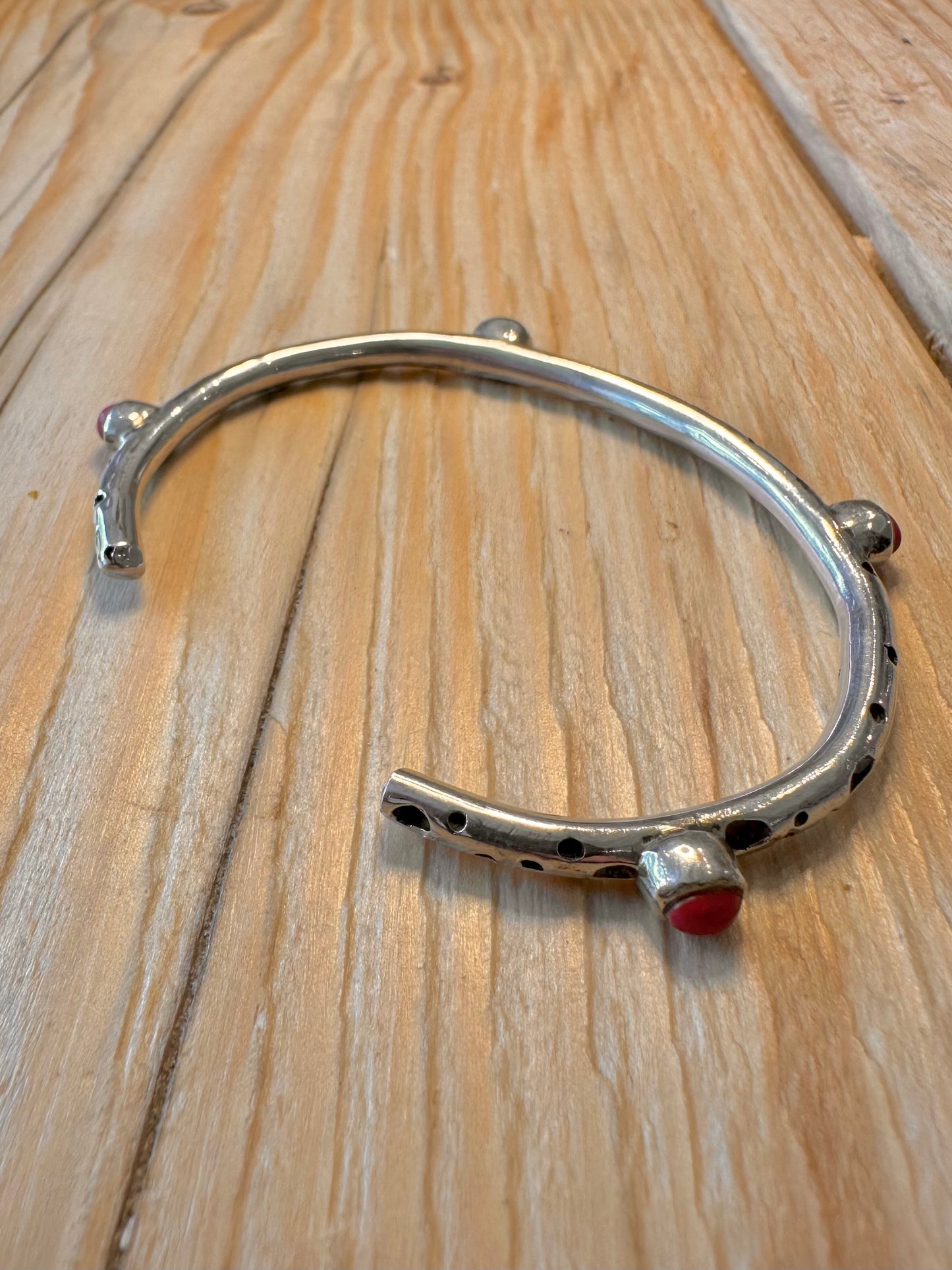 Abstract Coral Textured 925 Silver Cuff Bangle
