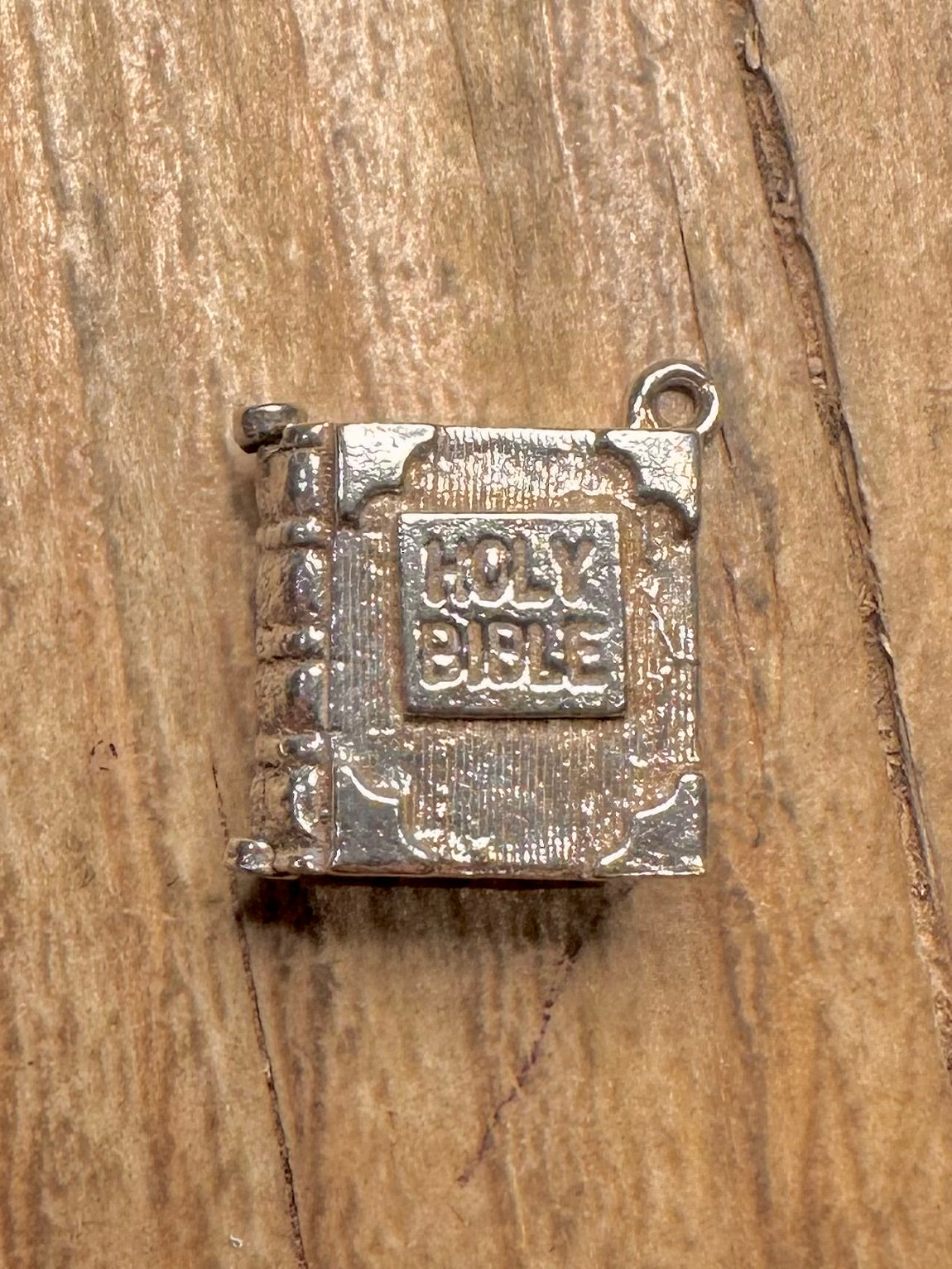 Vintage Holy Bible Book 925 Sterling Silver Charm Pendant