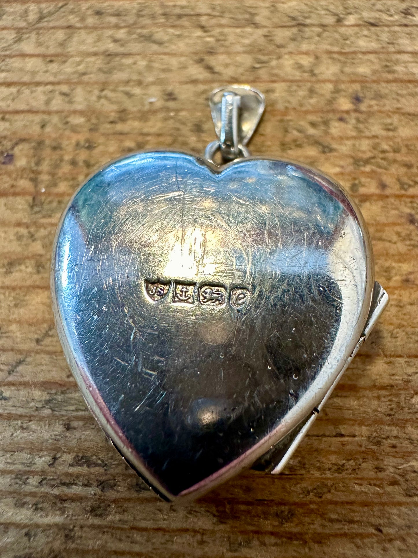 Vintage Heart Textured JS 1977 925 Silver Locket Pendant