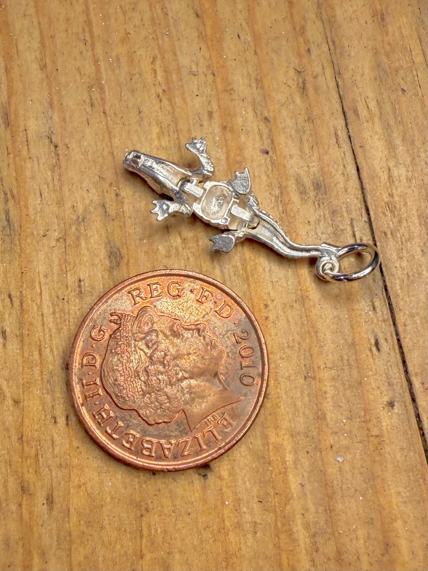Articulated Alligator Charm 925 Sterling Silver Pendant