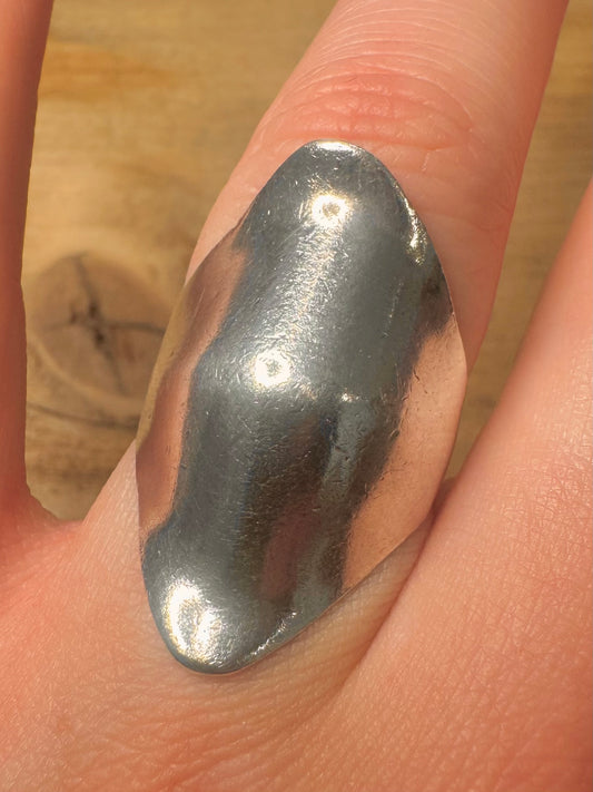 Abstract Long Curved 925 Silver Size O Ring
