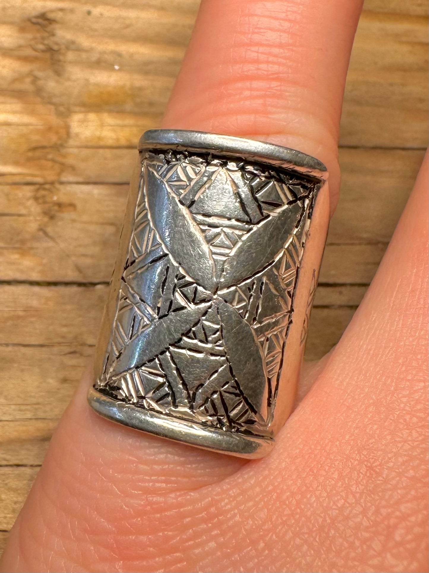 Vintage Tuareg Engraved 925 Sterling Silver Size N Ring