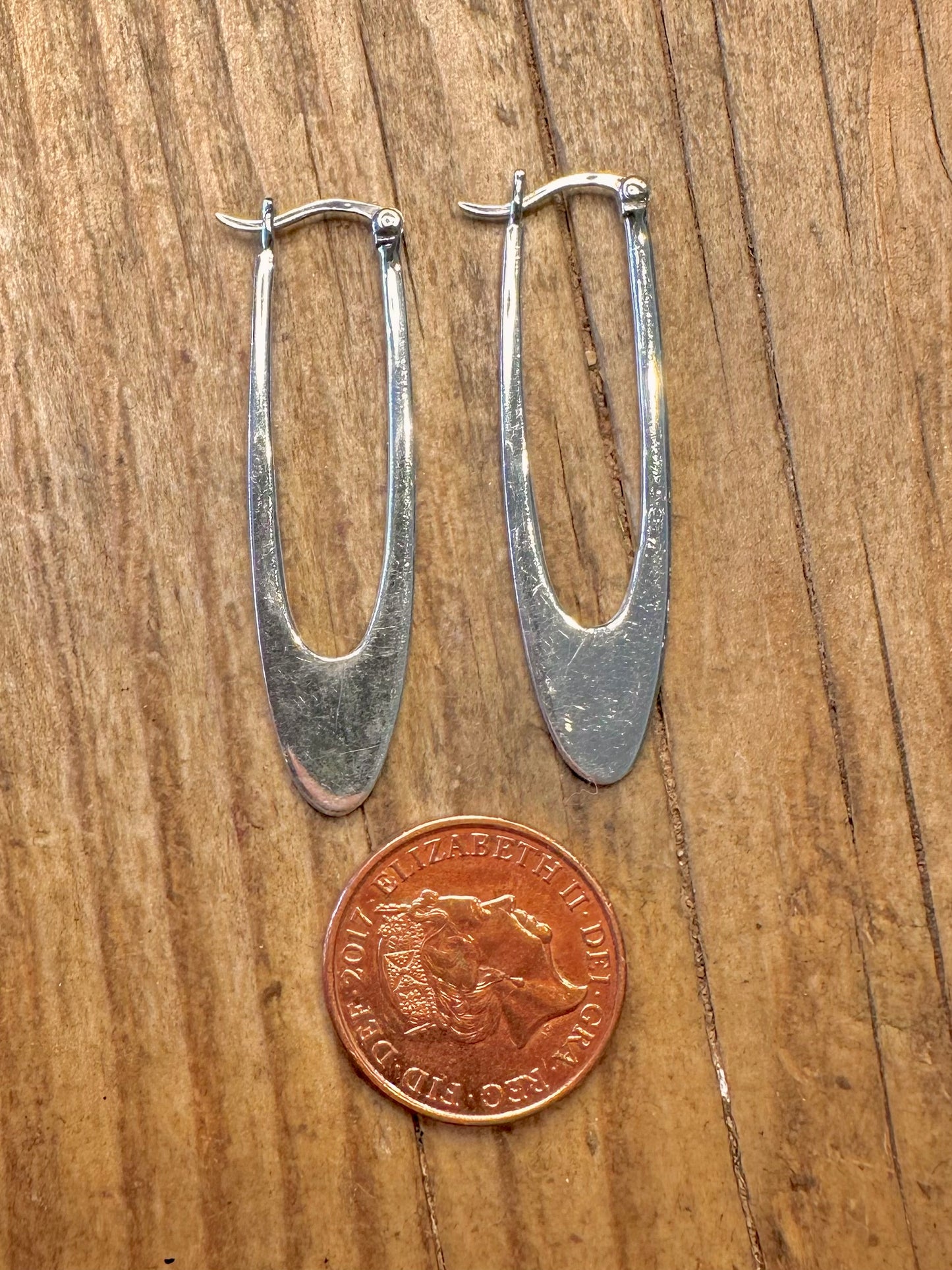 Längliche U-förmige 925er Sterling Silber Ohrringe