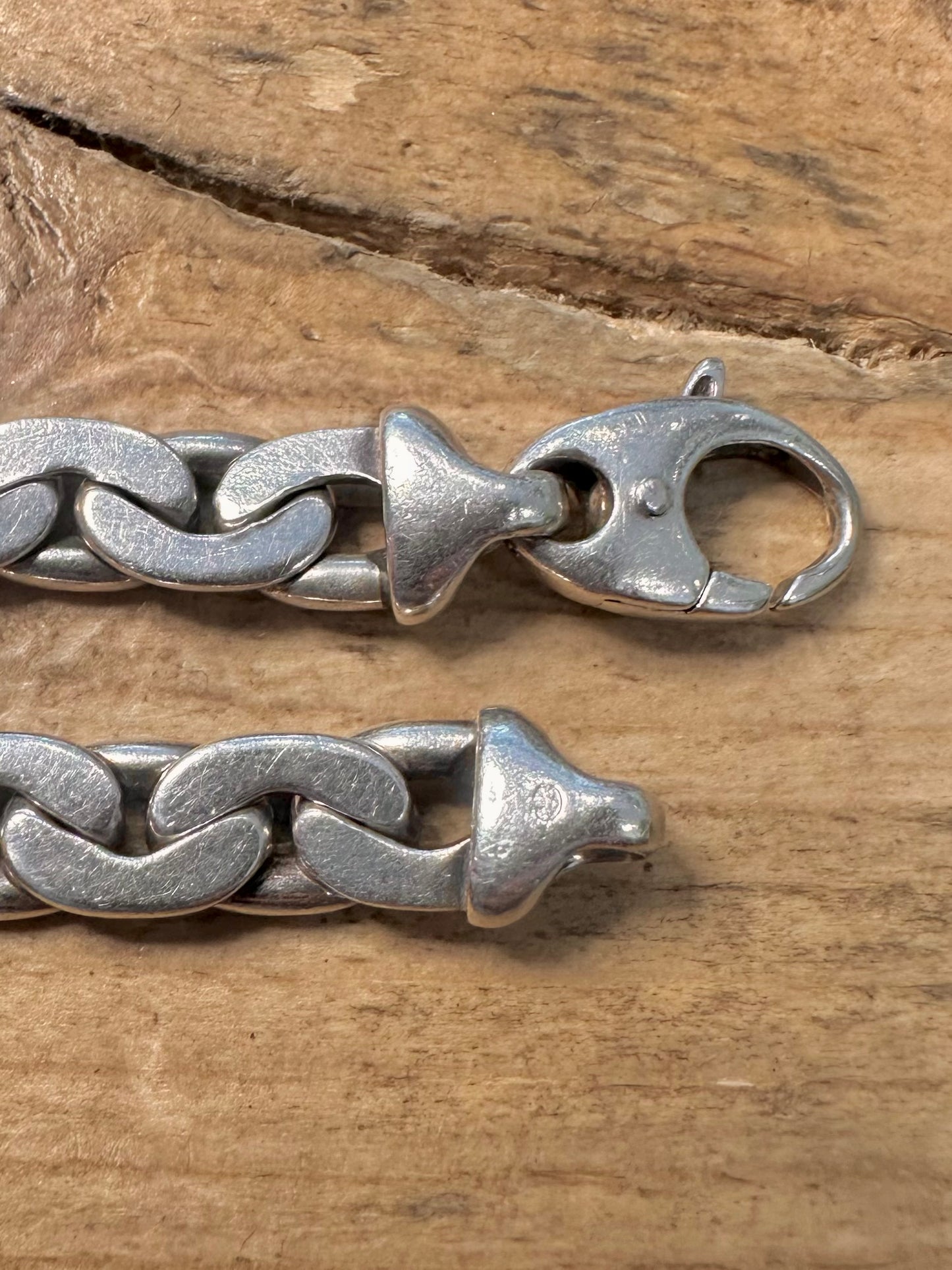 Vintage Unique Oval Curb Link 925 8 inch Necklace