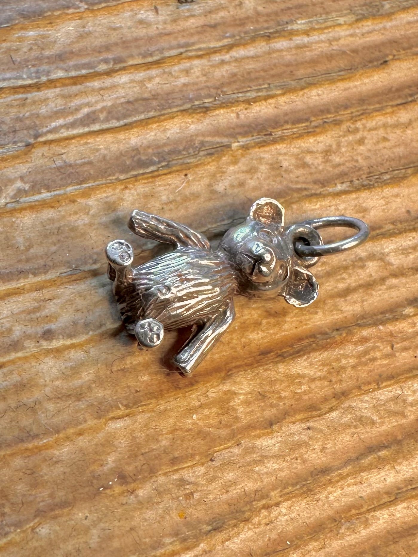 Sitting Teddy 925 Sterling Silver Charm Pendant