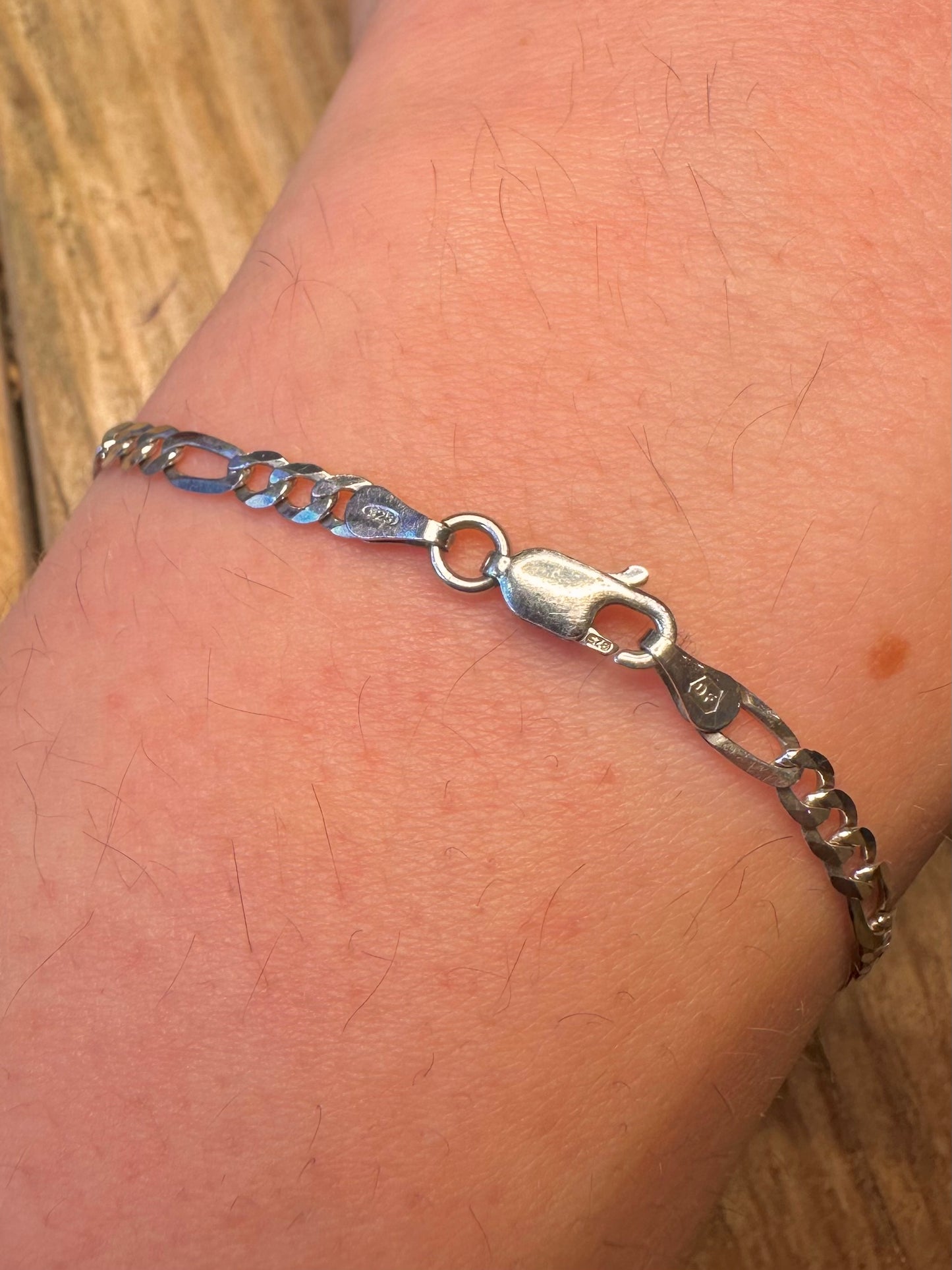 Vintage Figaro Chain 925 Sterling Silver 7 inch Bracelet