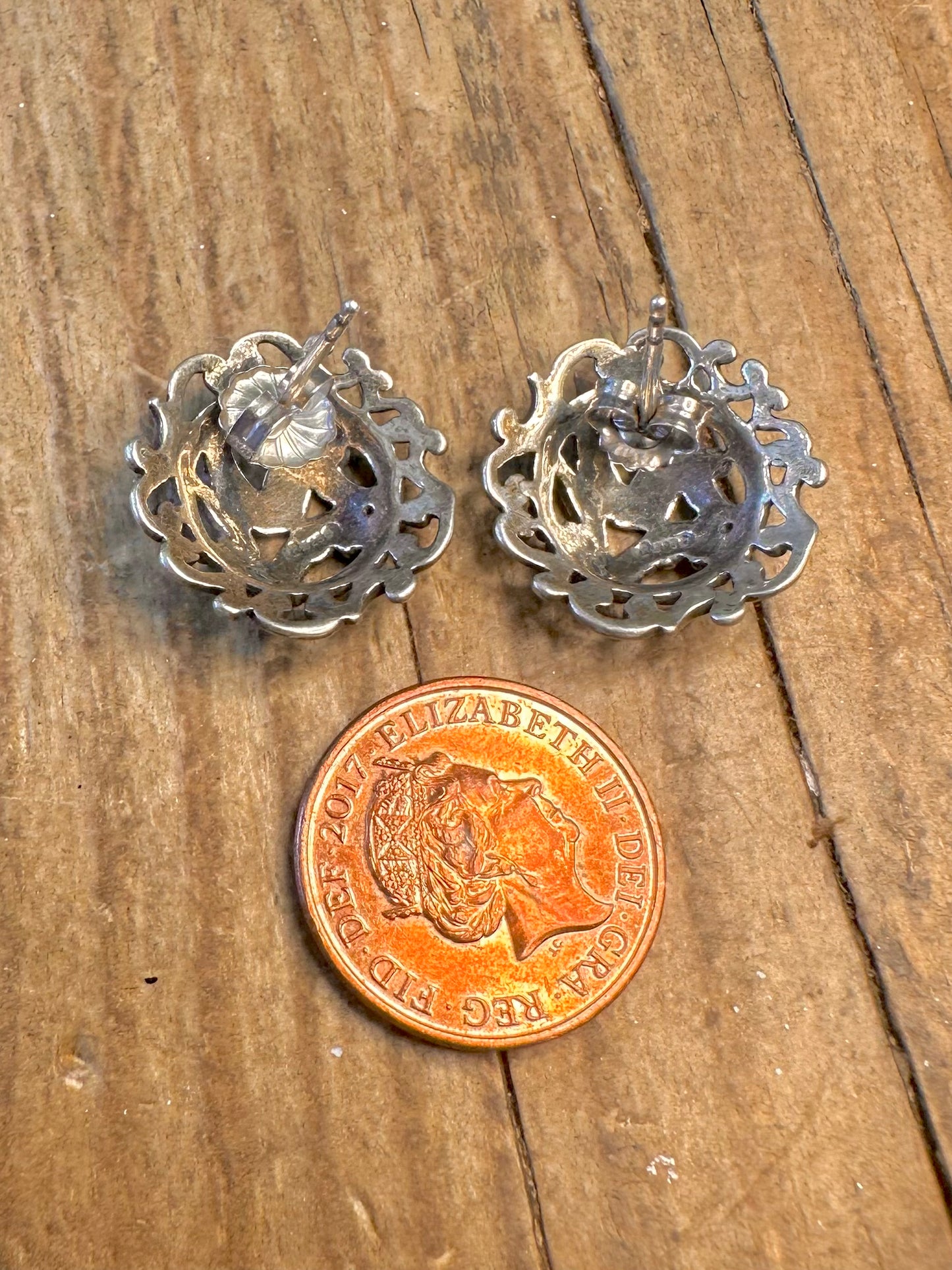 Filigraner Kreis 925 Sterling Silber Ohrstecker