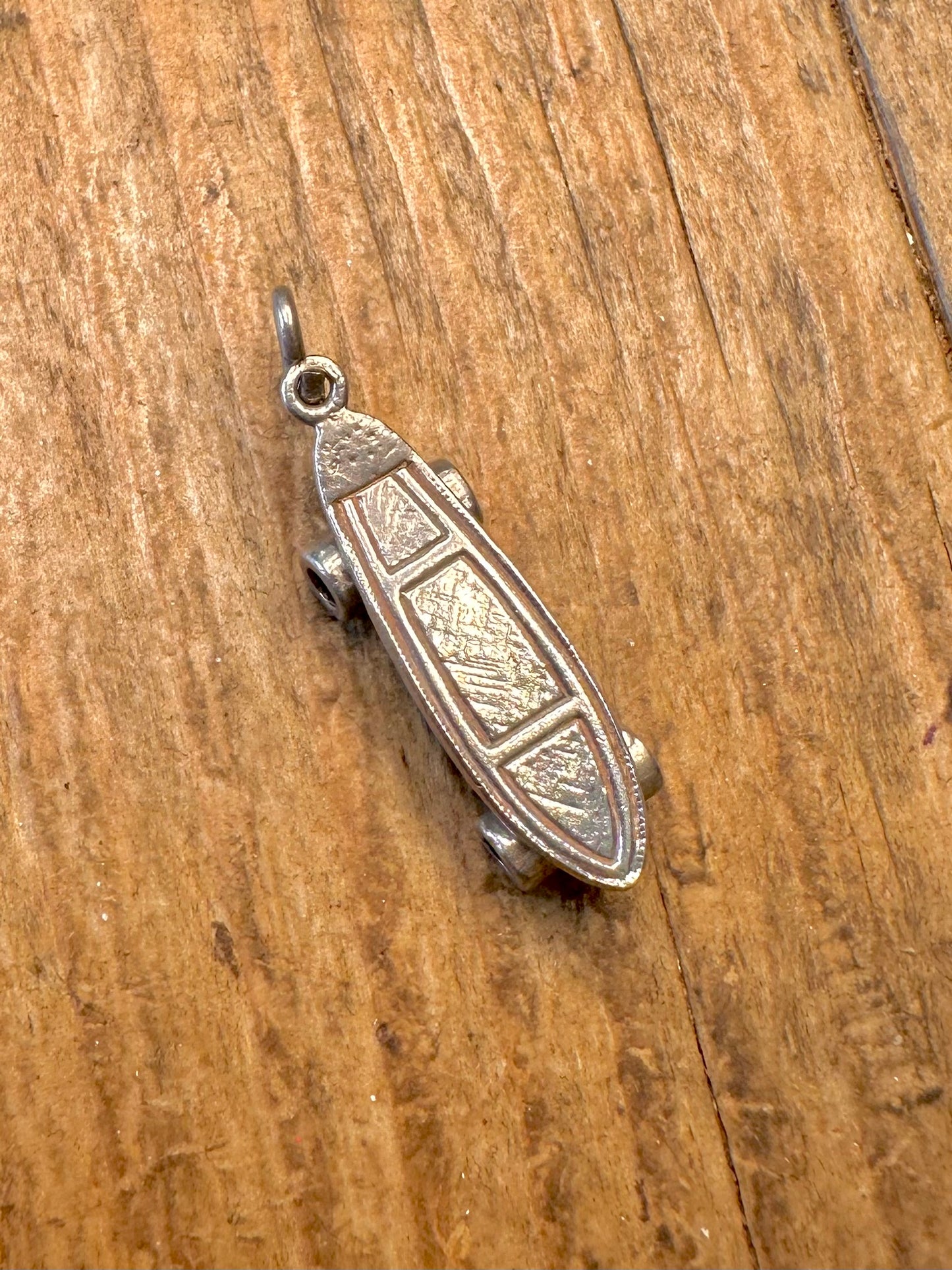 Skate Board Moving Wheels 925 Sterling Silver Charm Pendant