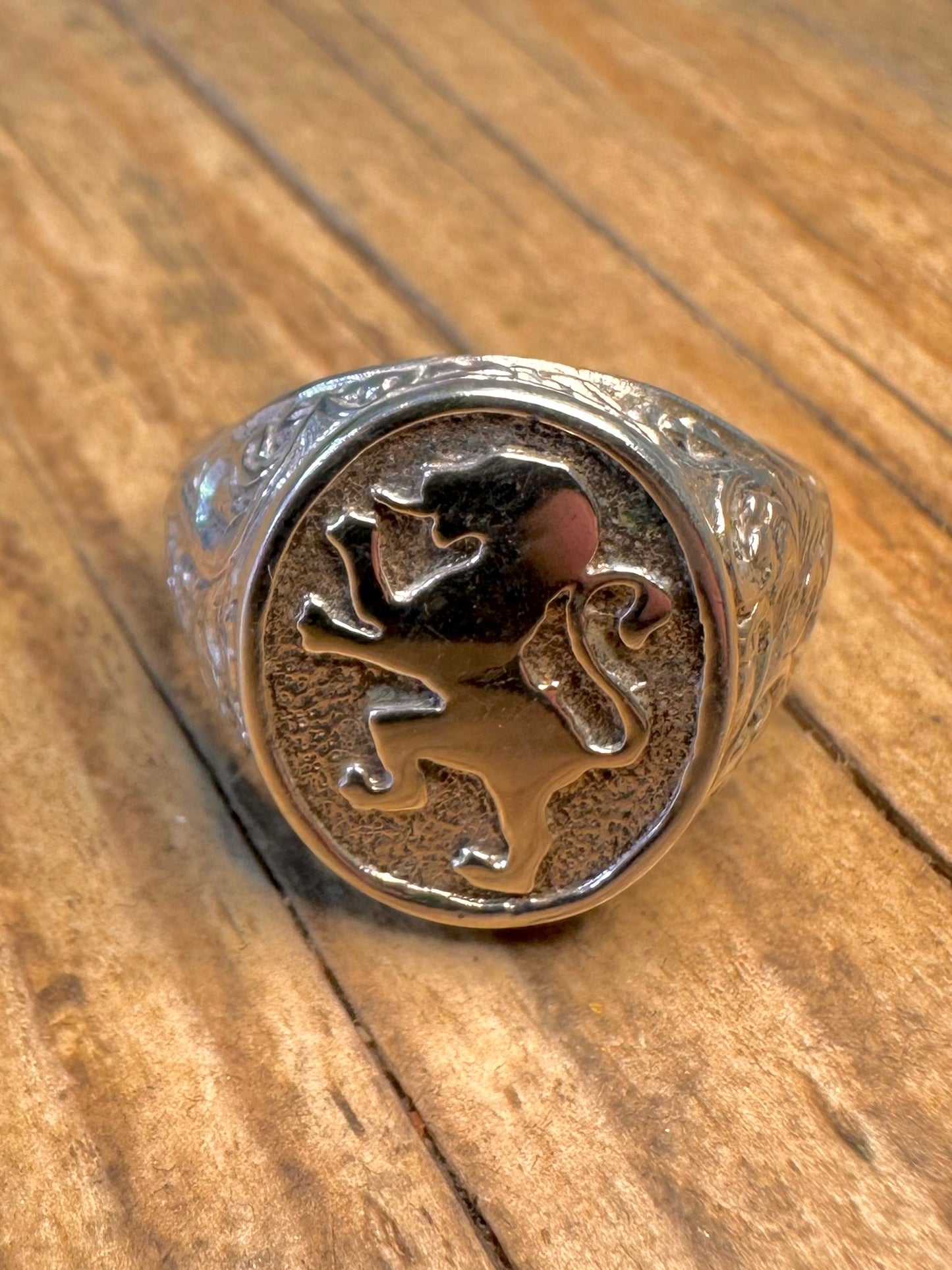 Lion Rampart Signet 925 Sterling Silver Size X Ring